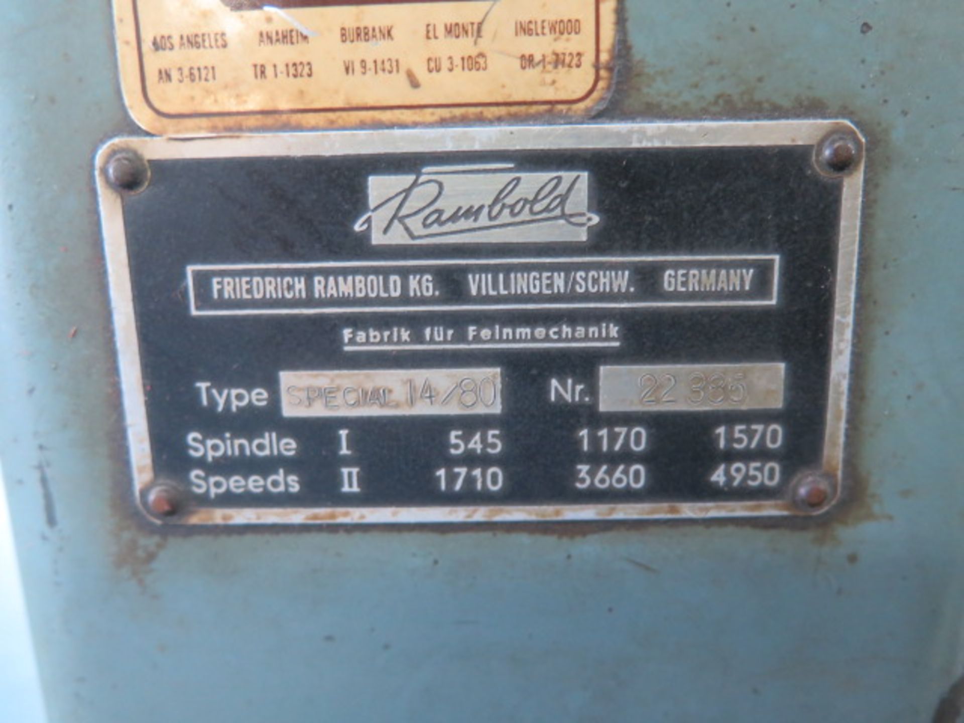 Rambold Second OP Lathe w/ 3-Speeds, 6-Station Turret, Compound Cross Slide, Cross Slide, Tailstock - Image 4 of 14