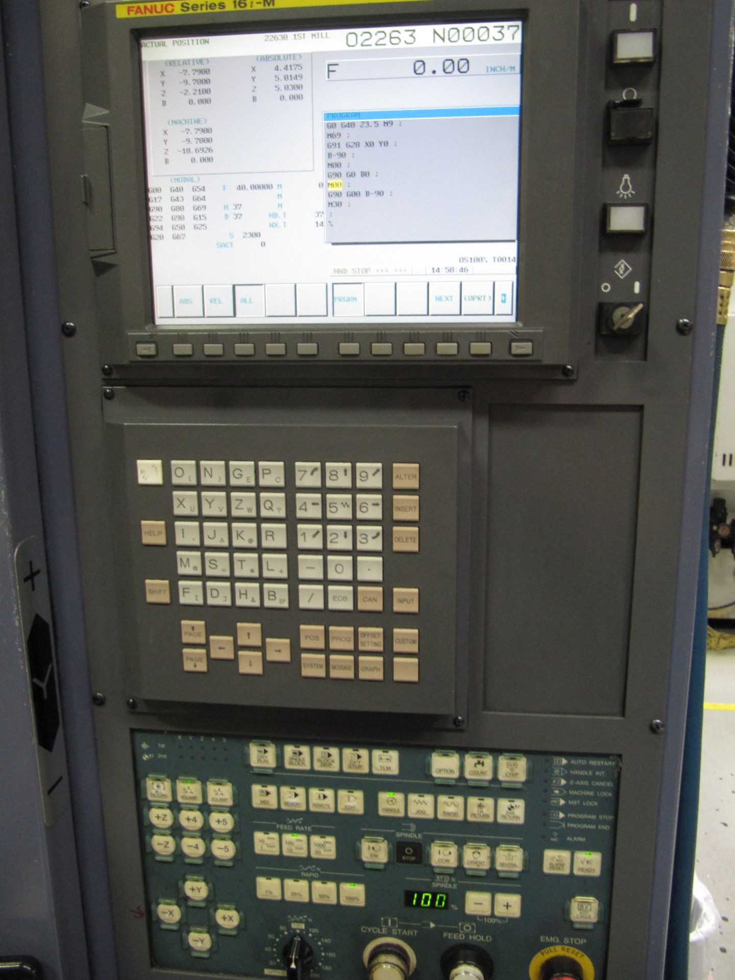 OKK HM-50S 4-Axis 2-Pallet CNC Horizontral Machining Center s/n 395 w/ Fanuc Series 16i-M Controls - Image 4 of 15