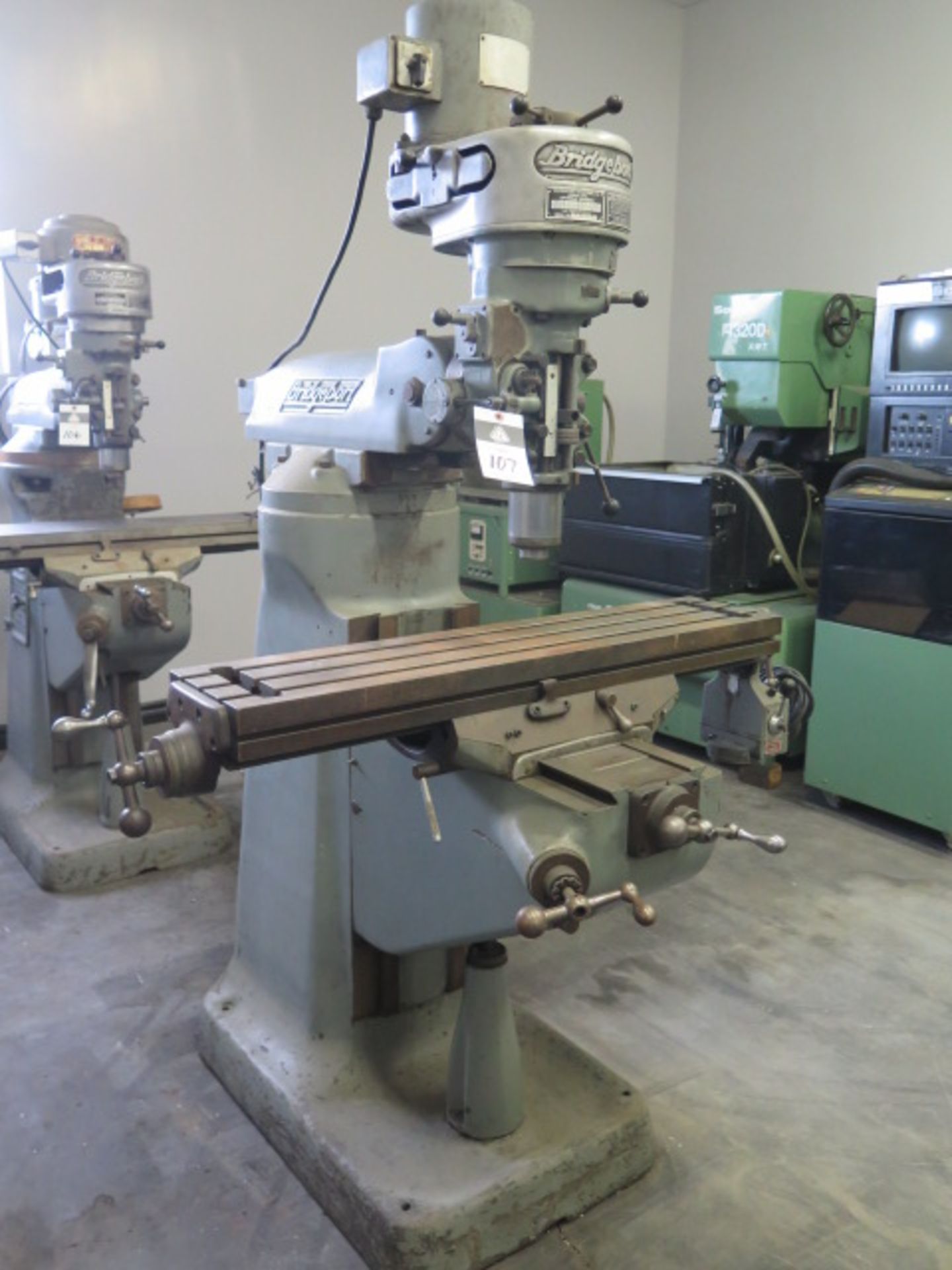 Bridgeport Vertical Mill s/n 166276 w/ 1Hp Motor, 80-2720 RPM, 8-Speeds, Power Feed, 9” x 42” Table - Image 2 of 9