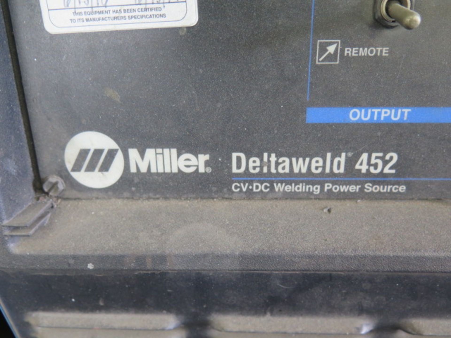 Miller Deltaweld 452 CV-DC Arc welding Power Source s/n LJ210123C w/ Miller 70-Series Wire Feeder - Image 4 of 8