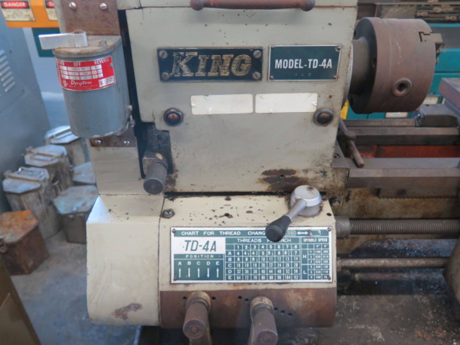 King TD-4A 10" x 24" Lathe w/ 75-1100 RPM, Inch Threading, Tailstock, Steady Rest, 6" 3-Jaw Chuck - Image 4 of 10