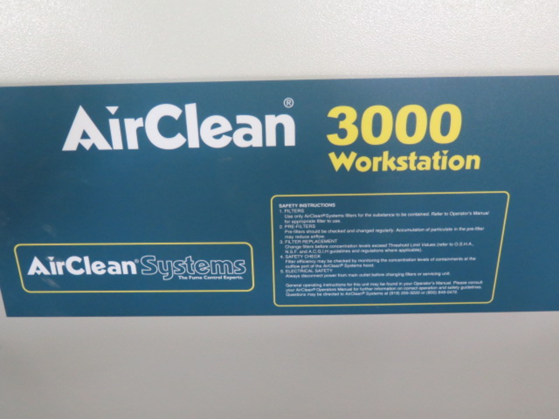 Air Clean Systems “AirClean 3000” Bench Model Flow Hood s/n AC3000-558 w/ Airsafe Digital Controls - Image 4 of 7