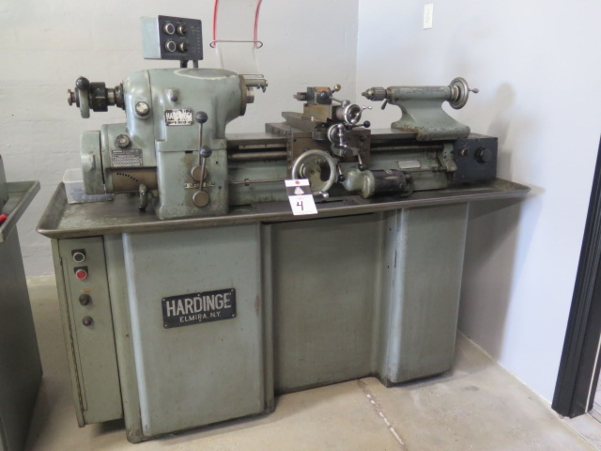 Hardinge HLV-H Wide Bed Tool Room Lathe w/ 125-3000 RPM, Inch Threading, Tailstock, Power Feeds,