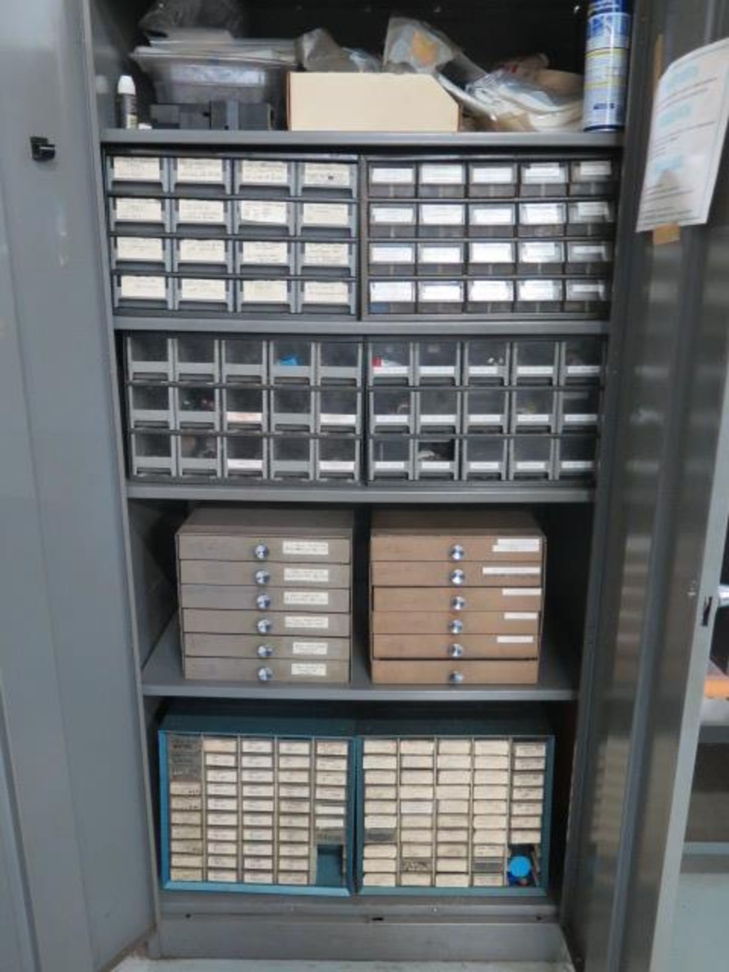 Storage and Parts Cabinets w/ Endmills, Radius Cutters, Key-Slot Cutters, Slitting Saws, Center