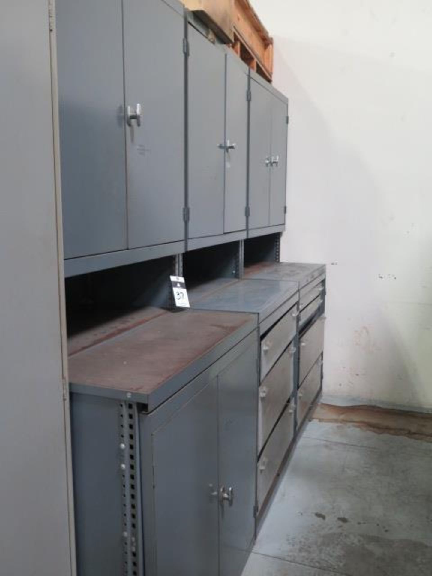 Storage Cabinets (4) w/ Shim Stock, Electrical and Machine Parts