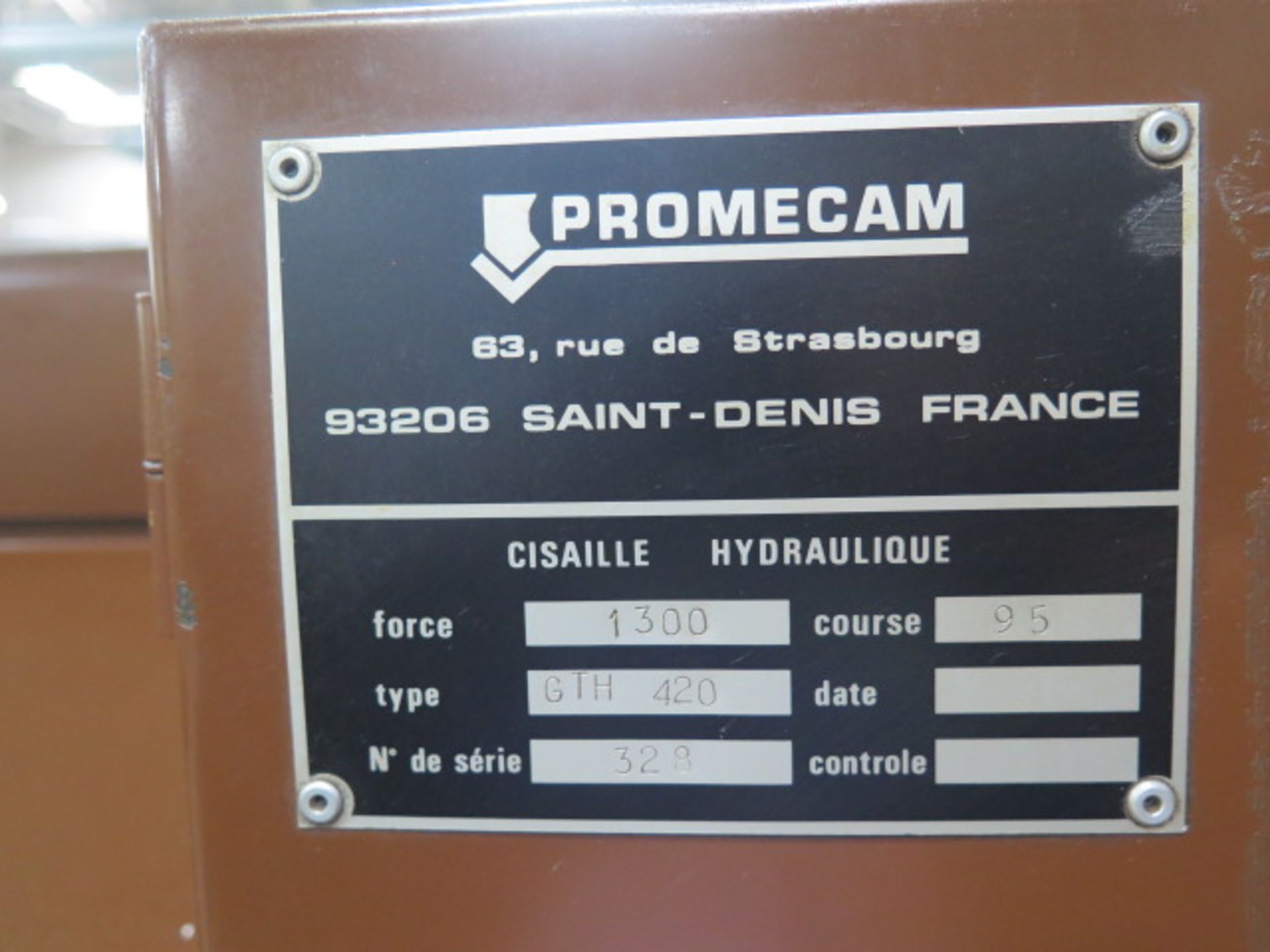 DiAcro Promecam GTH420 78” Shear s/n 328 w/ Dial Back Gauge, 47” Sq Arm. This Item is Sold AS IS. - Image 10 of 10