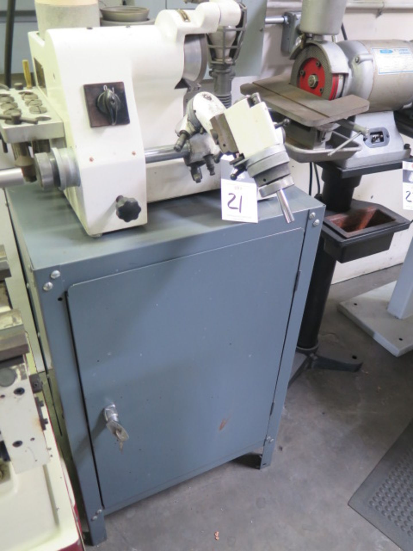 Import mdl. KXM10 Single-Lip Tool Grinder s/n 645 w/ Cabinet Base, Diamond Grinding Wheel, Collets - Image 2 of 7