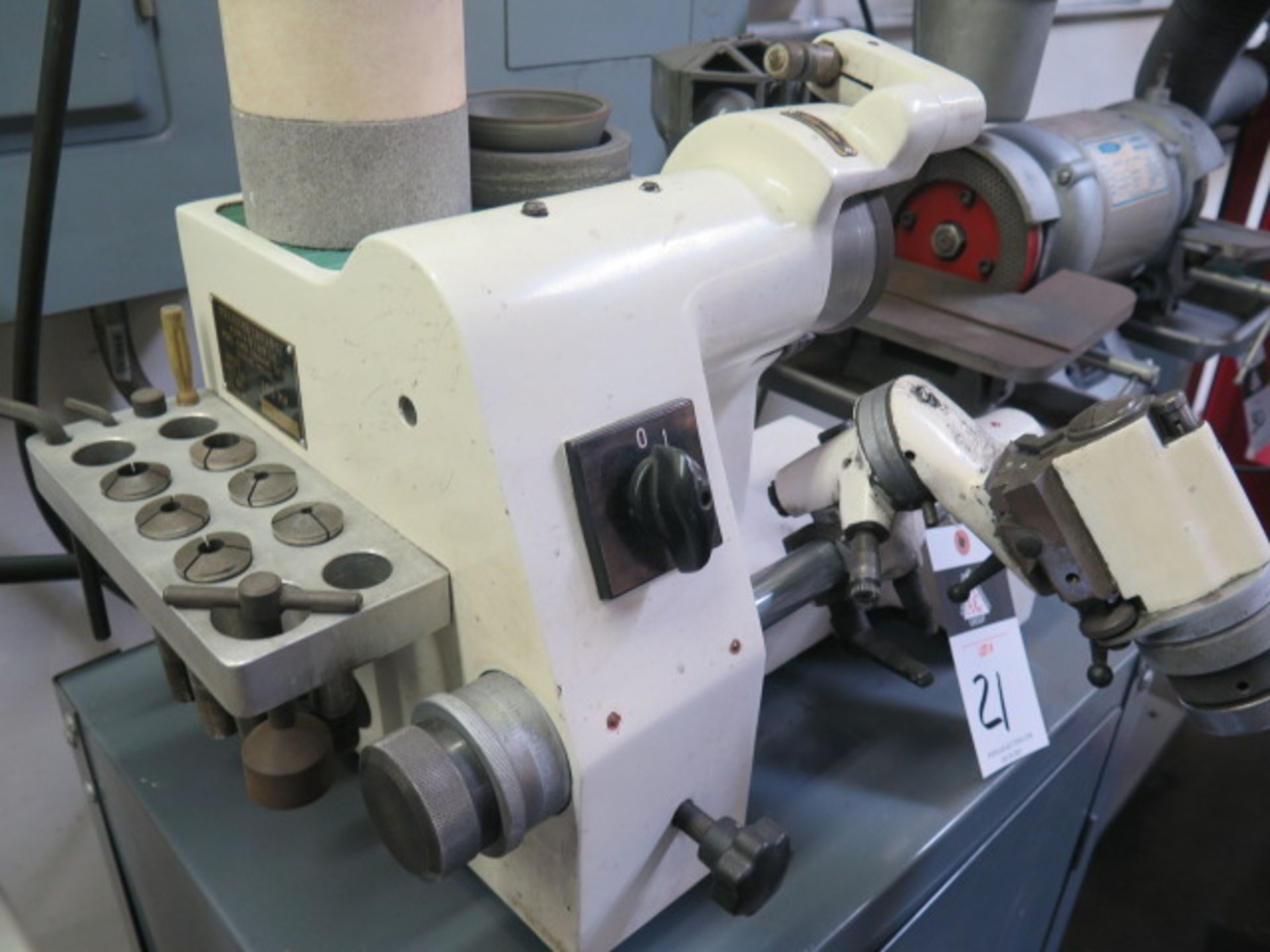 Import mdl. KXM10 Single-Lip Tool Grinder s/n 645 w/ Cabinet Base, Diamond Grinding Wheel, Collets - Image 3 of 7