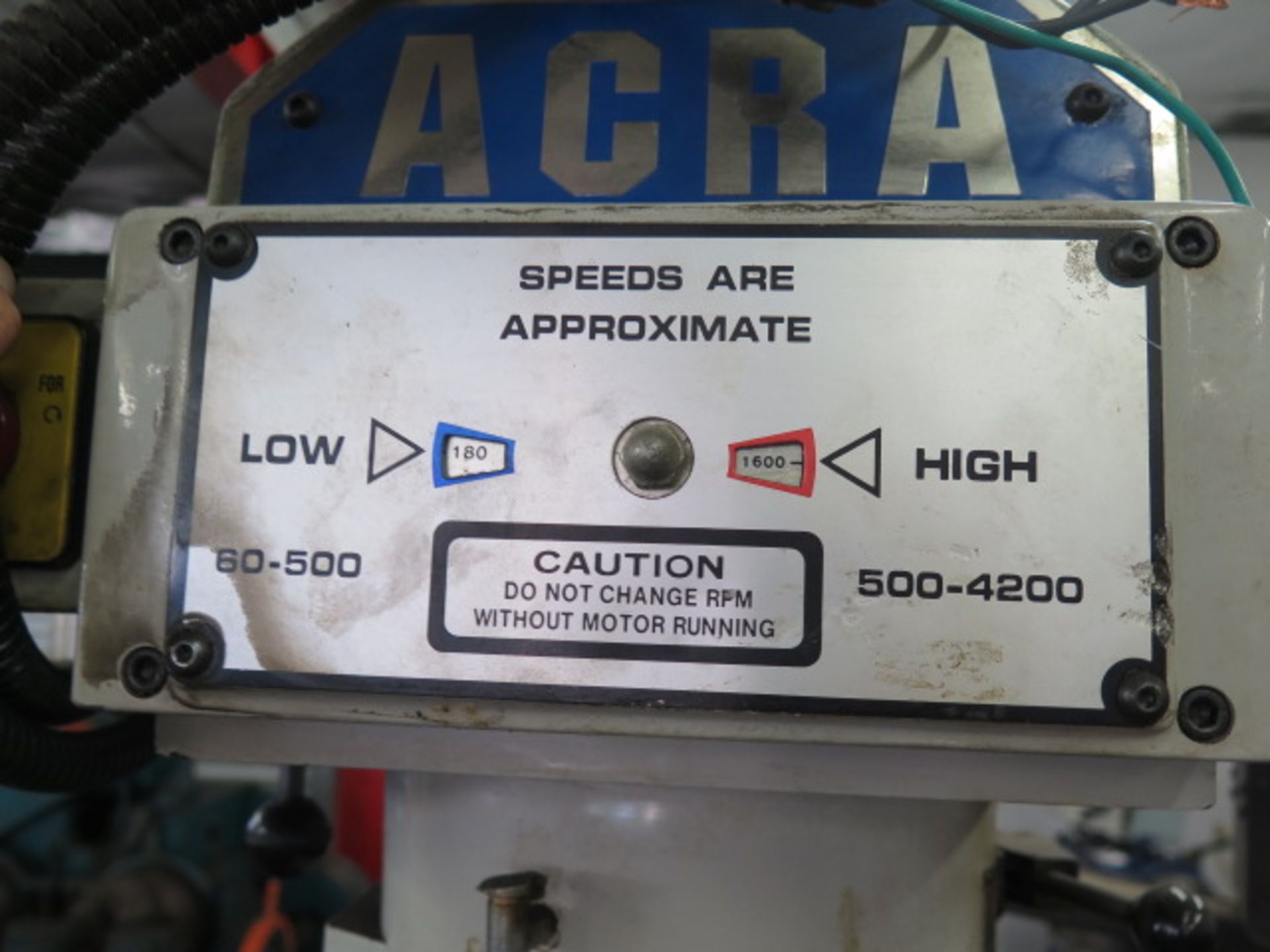 Acra AM-3 Vertical Mill s/n 961819 w/ Sargon 3-Axis DRO, 3Hp Motor, 60-4200 Dial RPM, Sold AS IS - Image 4 of 13