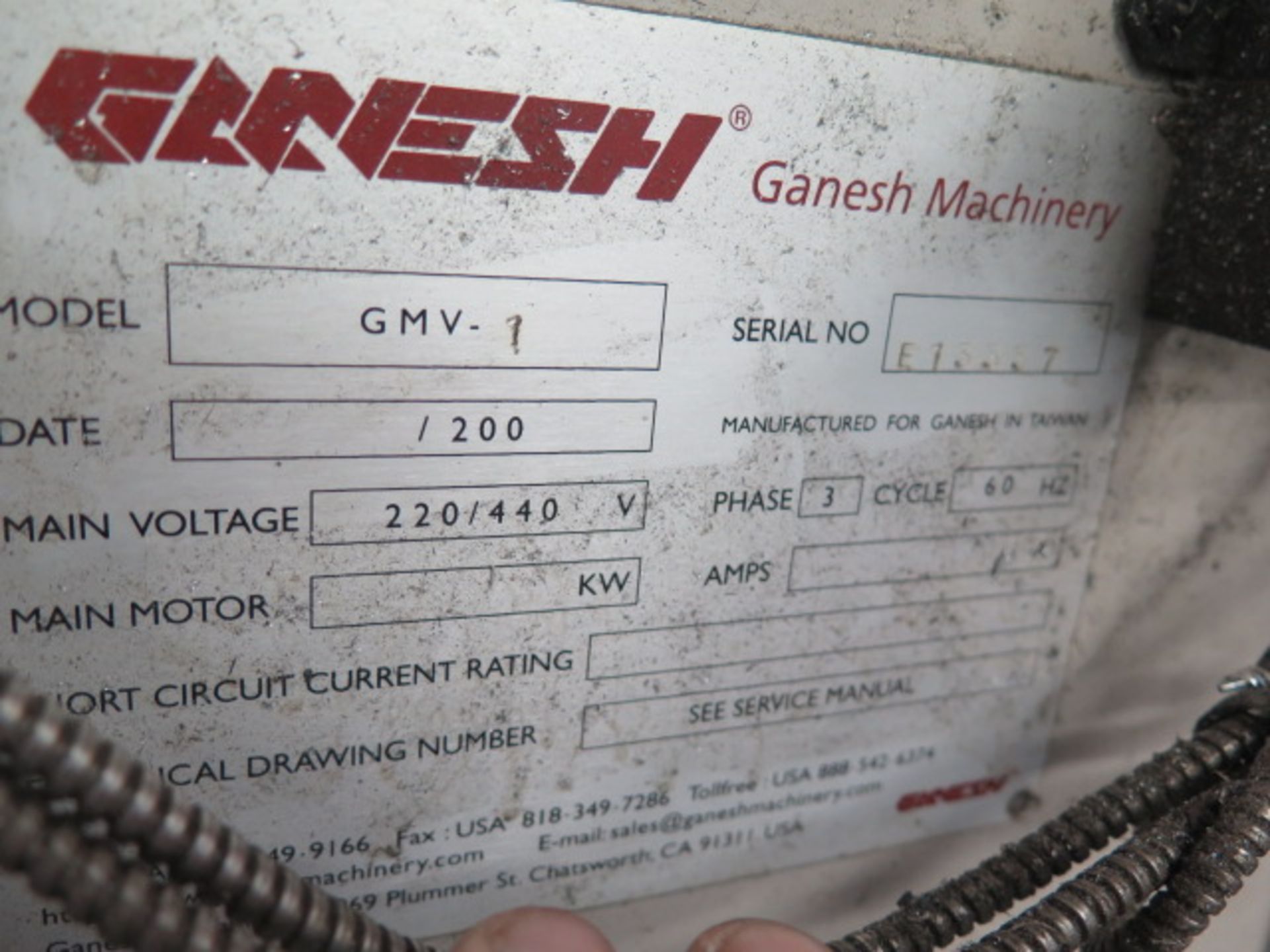 Ganesh Deluxe GMV-1 Vert Mill s/n 13337 w/ Newall DP700 DRO, 3Hp, Sold AS IS and with NO WARRANTY - Image 12 of 12