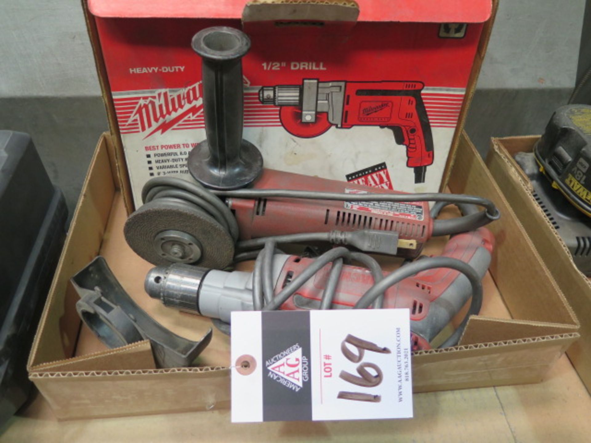 Milwaukee Drill and Angle Grinder, SOLD AS IS AND WITH NO WARRANTY