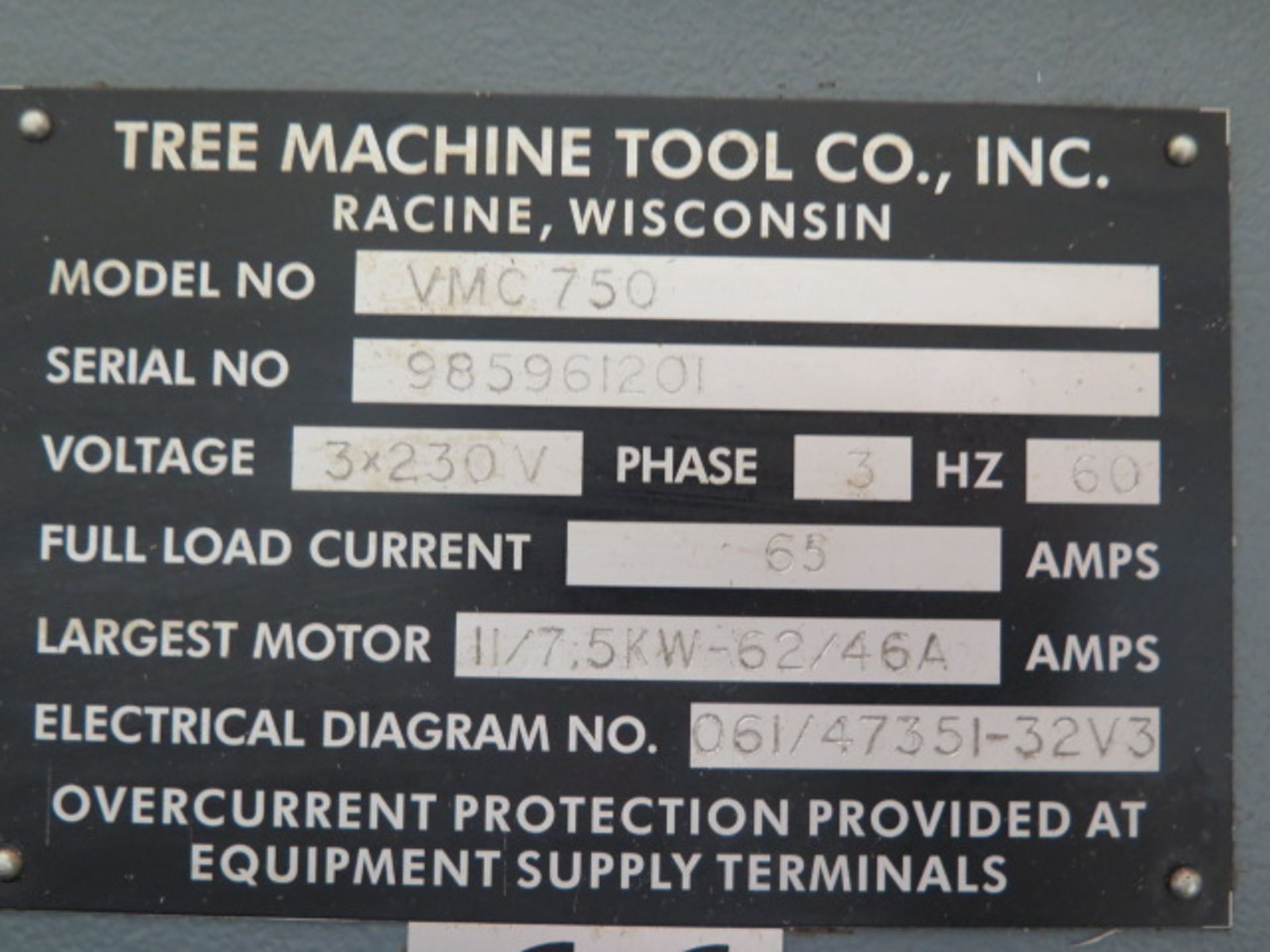 Tree / MAS VMC750 CNC Vertical Machining Center s/n 985961201 w/ Tree PC-2100 Controls, SOLD AS IS - Image 16 of 16