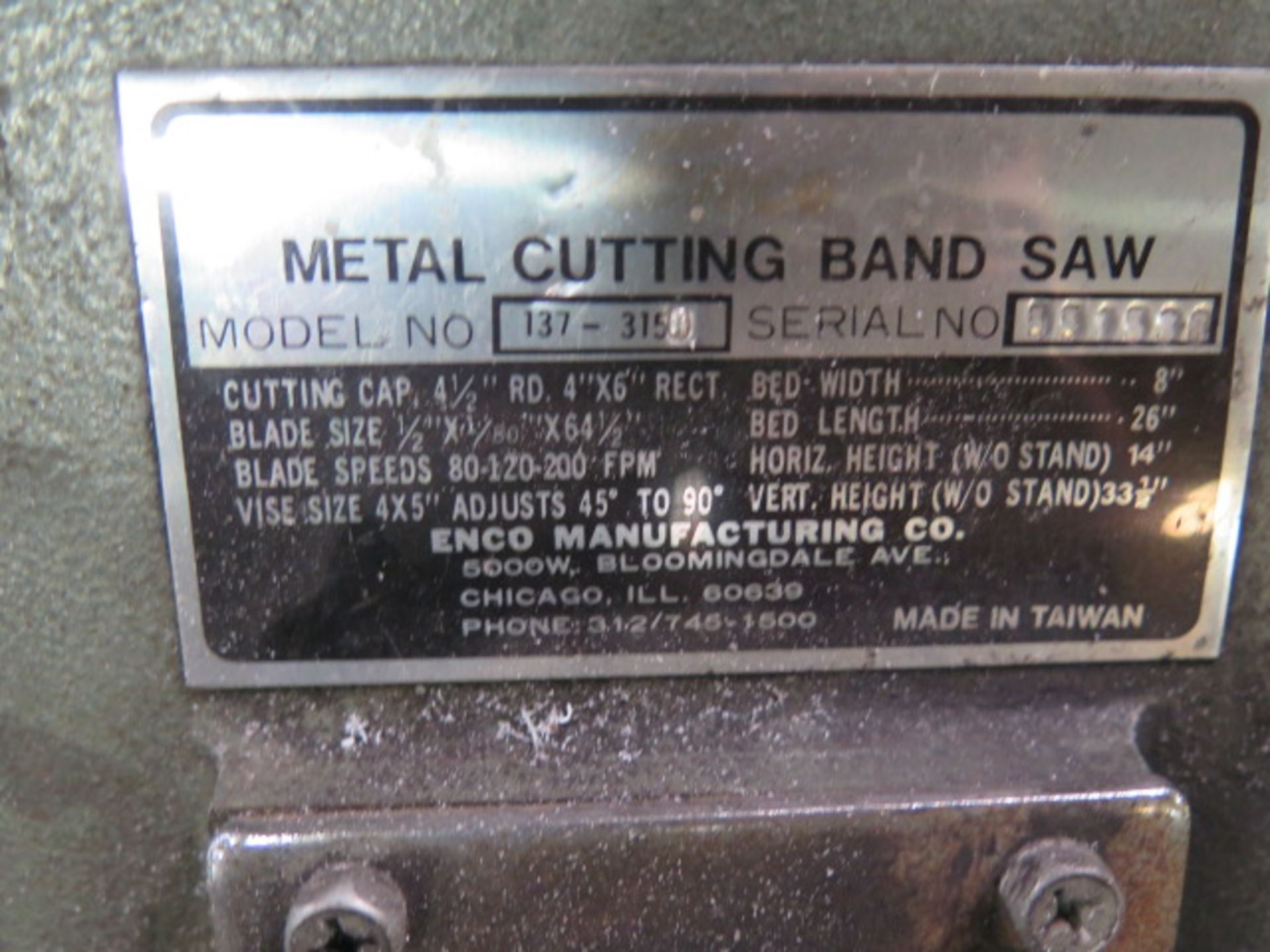 Enco 4” Metal Cutting Band Saw s/n 551538, SOLD AS IS WITH NO WARRANTY - Image 4 of 4