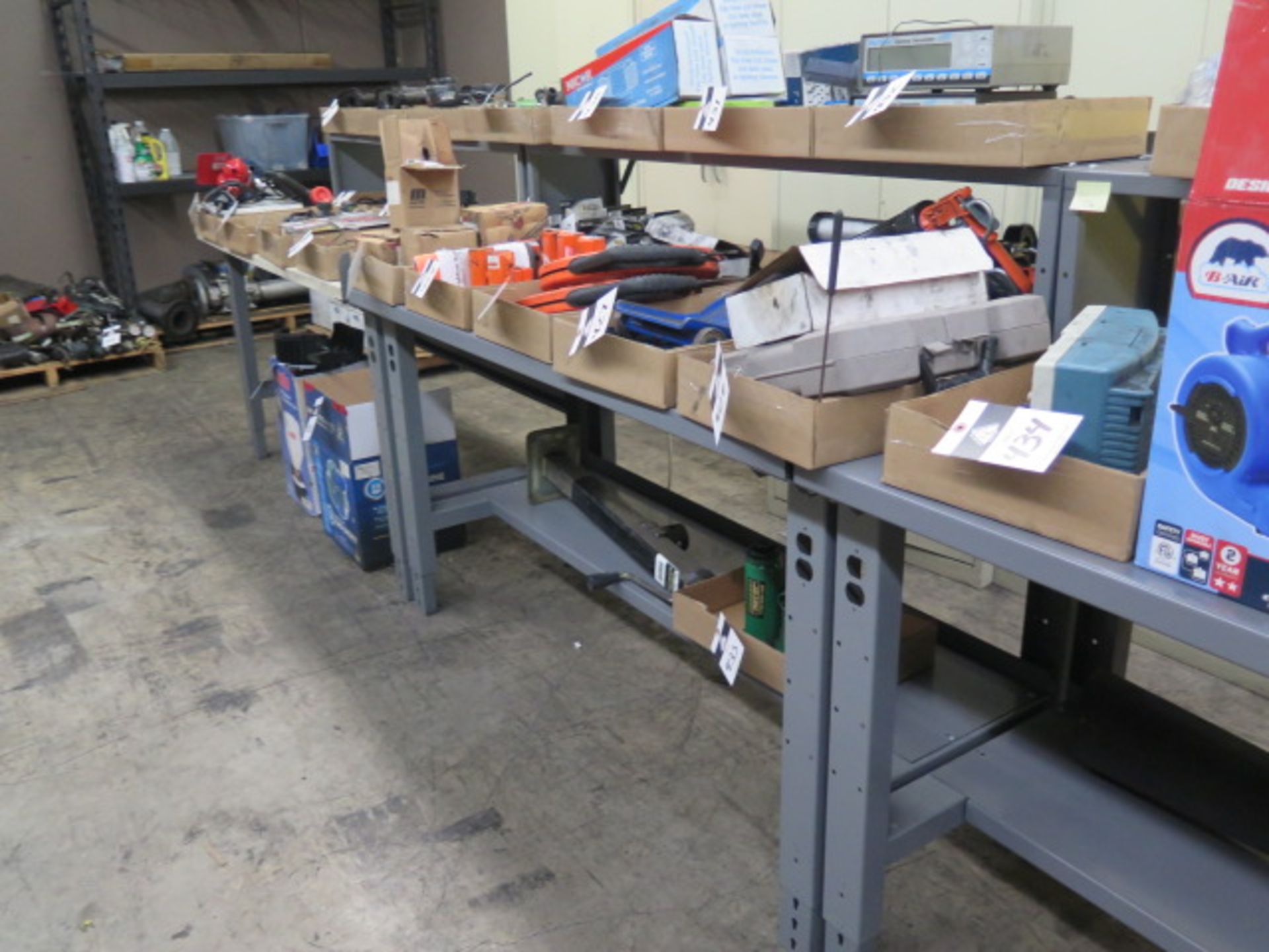 Steel Work Benches (3) w/ Risers - Image 2 of 2