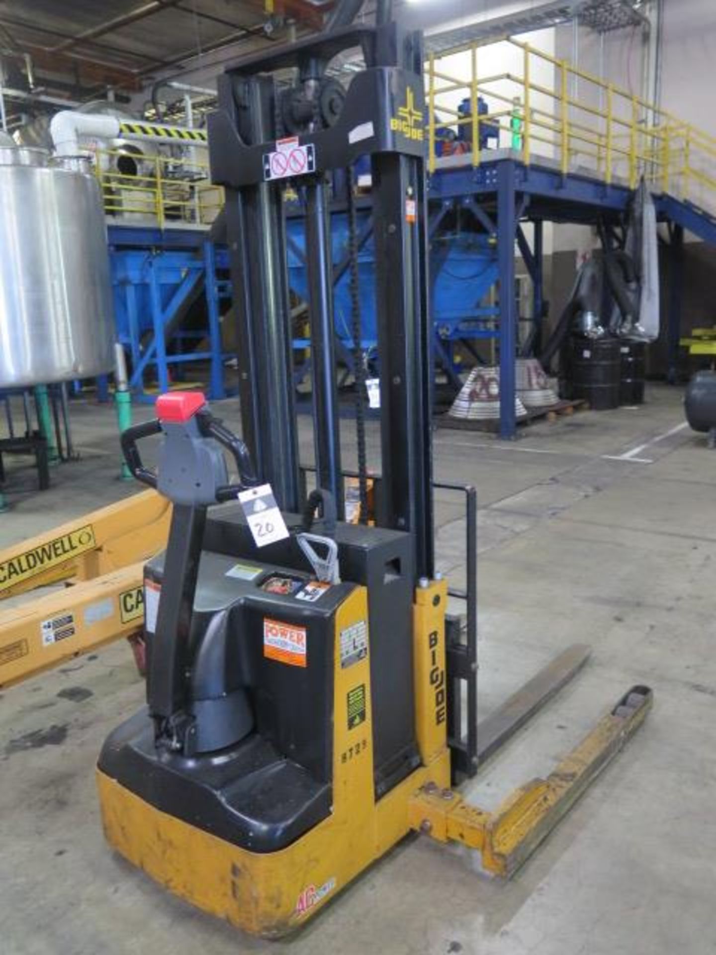 Big Joe PDS-25-150 2500 Lb Walk-Behind Electric Pallet Mover s/n S294052 w/ 130” Lift SOLD AS IS