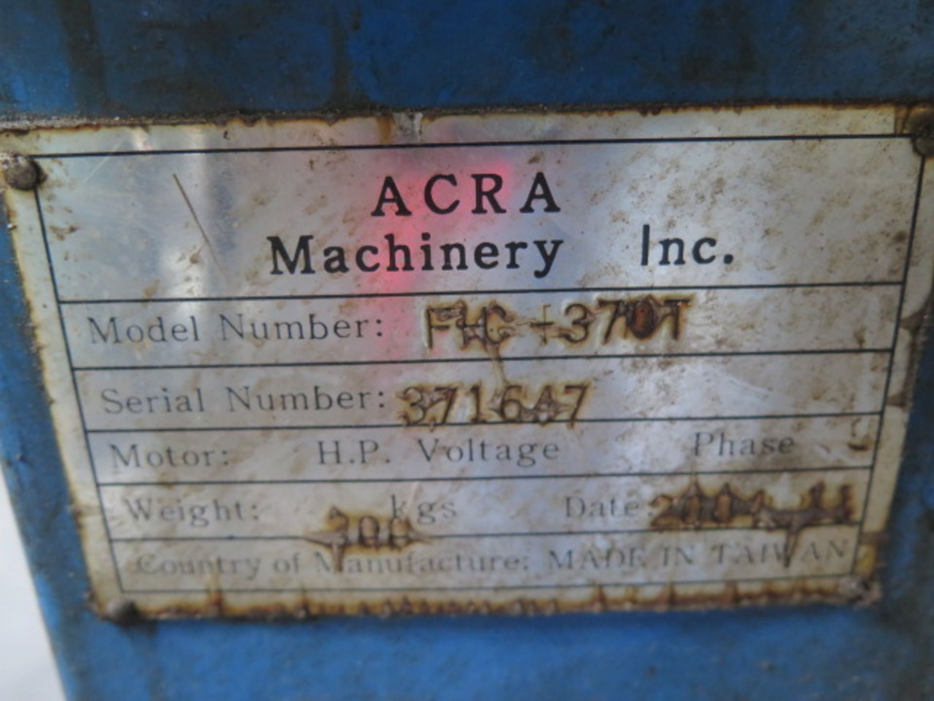 Acra FHC-370T Miter Cold Saw s/n 371647 w/ 2-Speeds, Manual Clamping (AS-IS NO WARRANTY) - Image 8 of 8