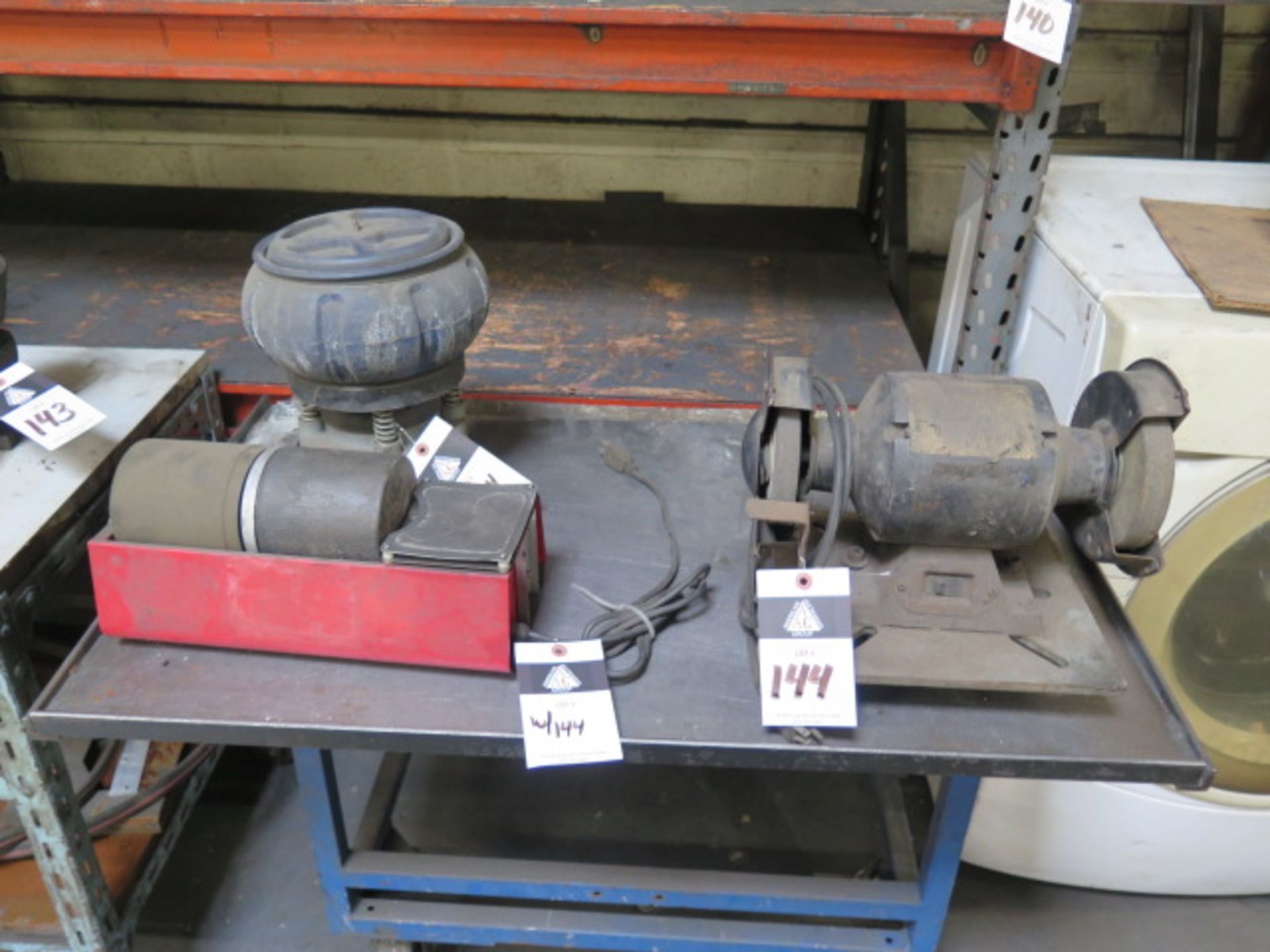 Bench Grinder and (2) Media Tumblers (SOLD AS-IS AND WITH NO WARRANTY)