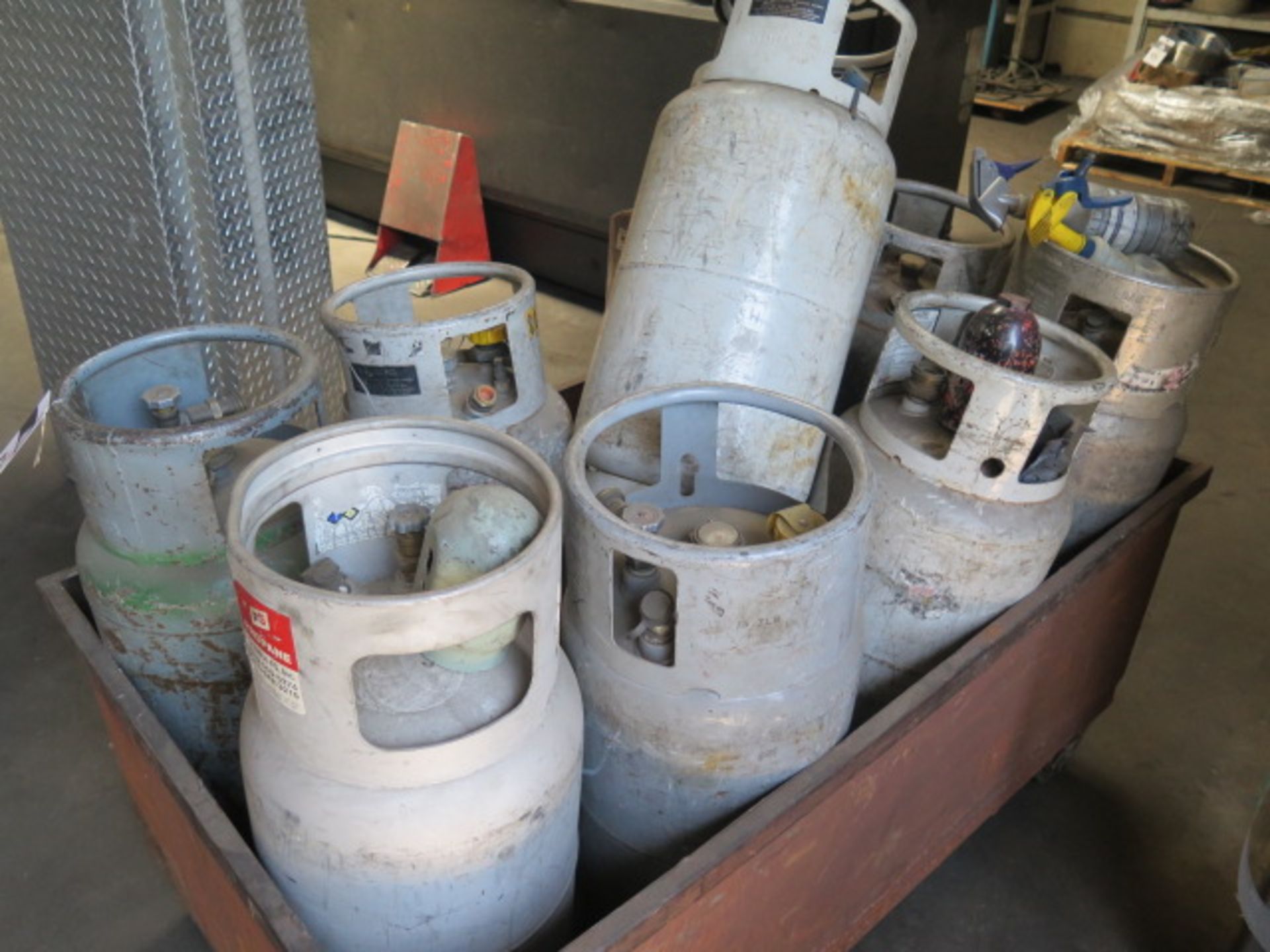 Propane Tanks (9) w/ Cart, SOLD AS IS AND WITH NO WARRANTY - Image 2 of 2