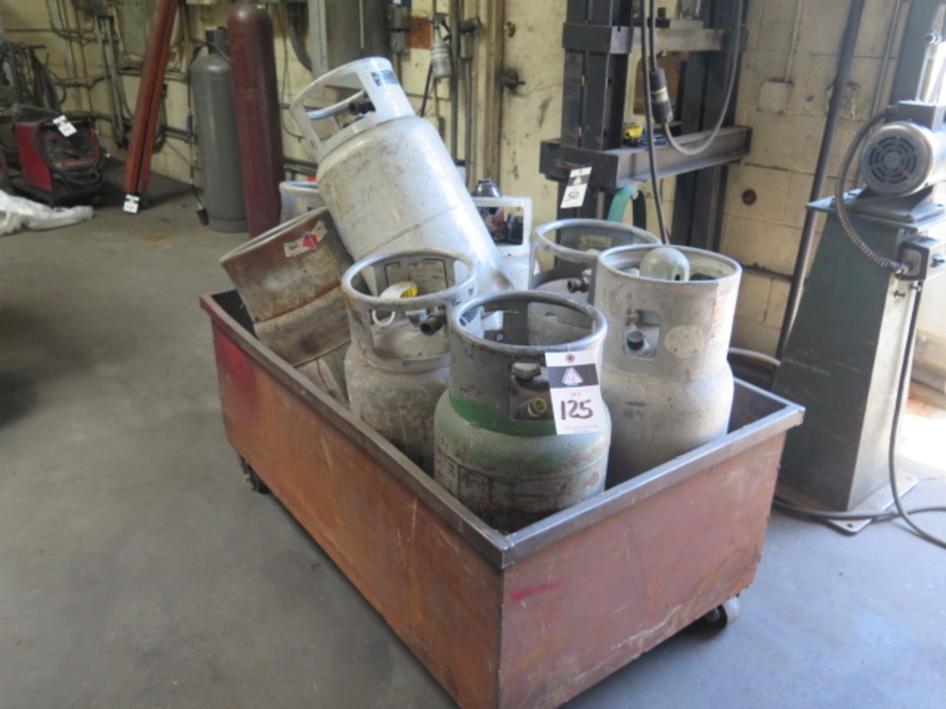 Propane Tanks (9) w/ Cart, SOLD AS IS AND WITH NO WARRANTY