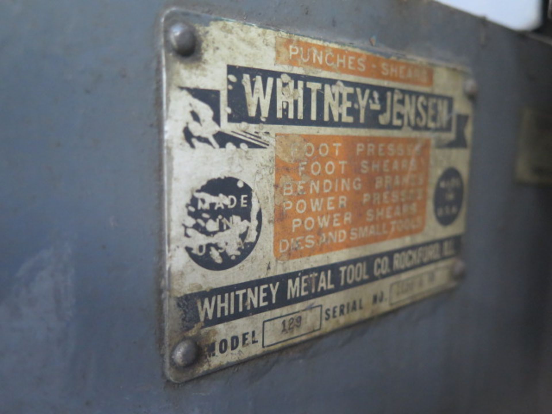 Whitney-Jensen mdl. 129 C-Frame Press s/n 1100-8-68 (FOR PARTS ONLY) SOLD AS IS NO WARRANTY - Image 4 of 4