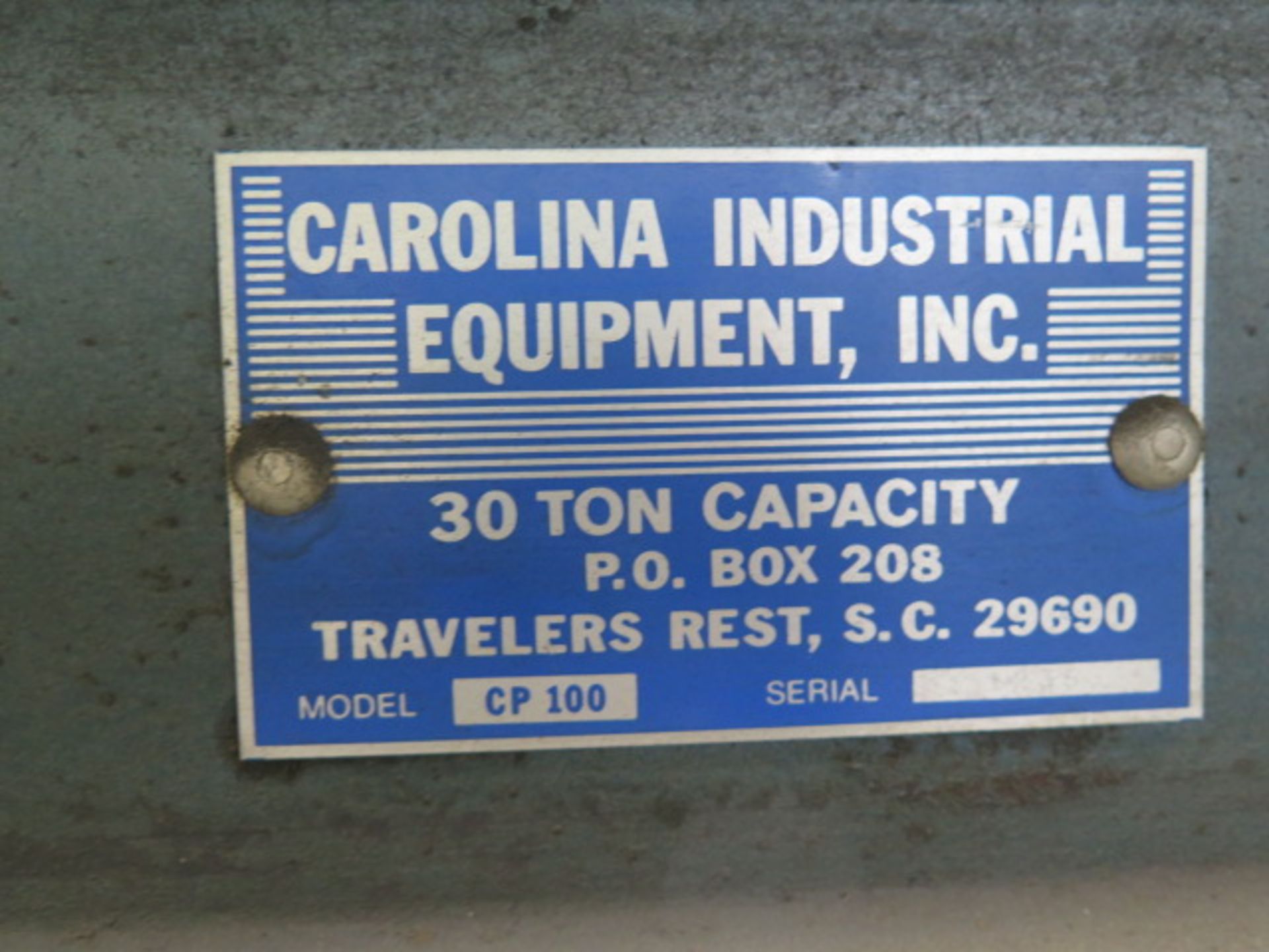 Carolina CP100 30 Ton Hydraulic H-Frame Press (SOLD AS-IS - NO WARRANTY) - Image 5 of 5