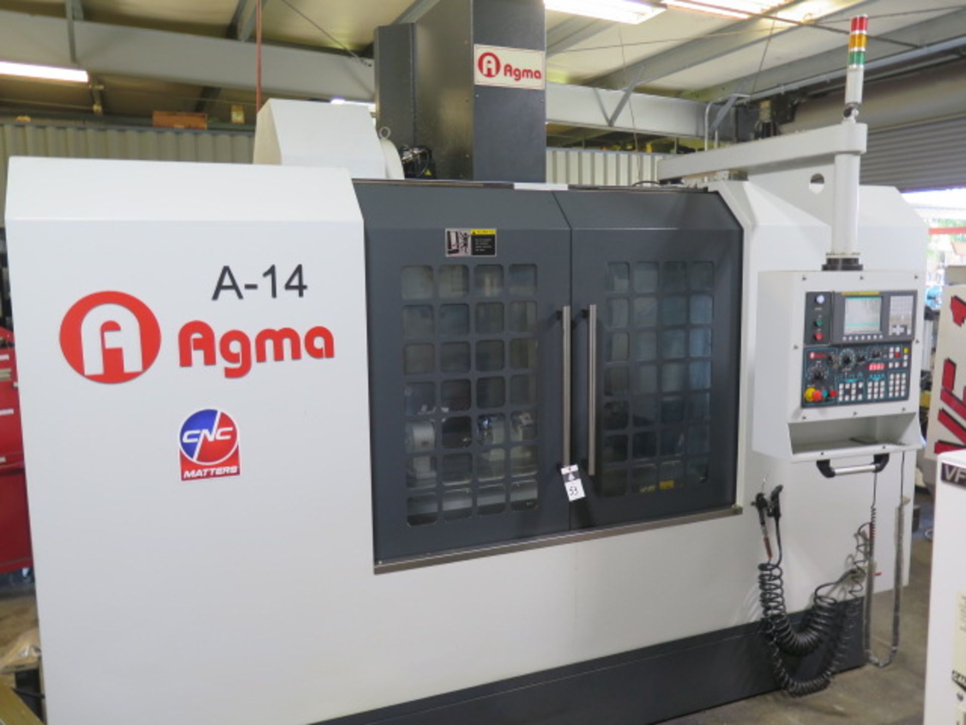 2016 Agma A-14 4-Axis CNC Vertical Machining Center s/n 16014002 w/ Fanuc Series 0i-MF Controls,