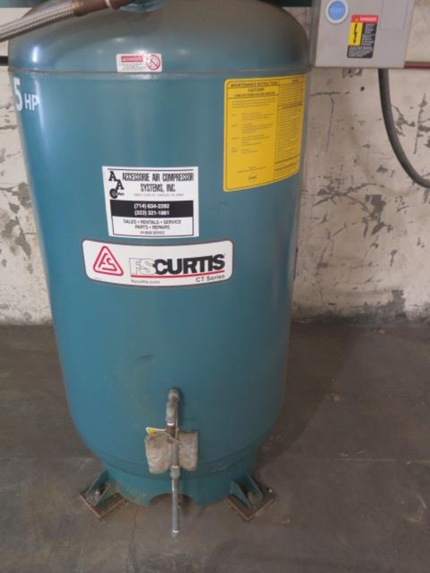 Curtis 5Hp Vertical Air Compressor w/ 80 Gallon Tank (SOLD AS-IS - NO WARRANTY) - Image 3 of 5