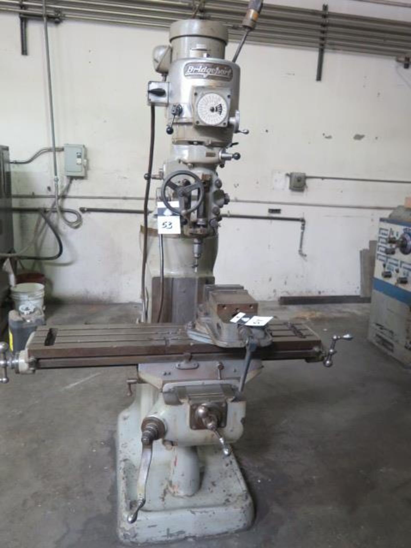 Bridgeport Vertical Mill s/n 123623 w/ 1.5Hp Motor, 60-4200 RPM, 9” x 42” Table, SOLD AS IS