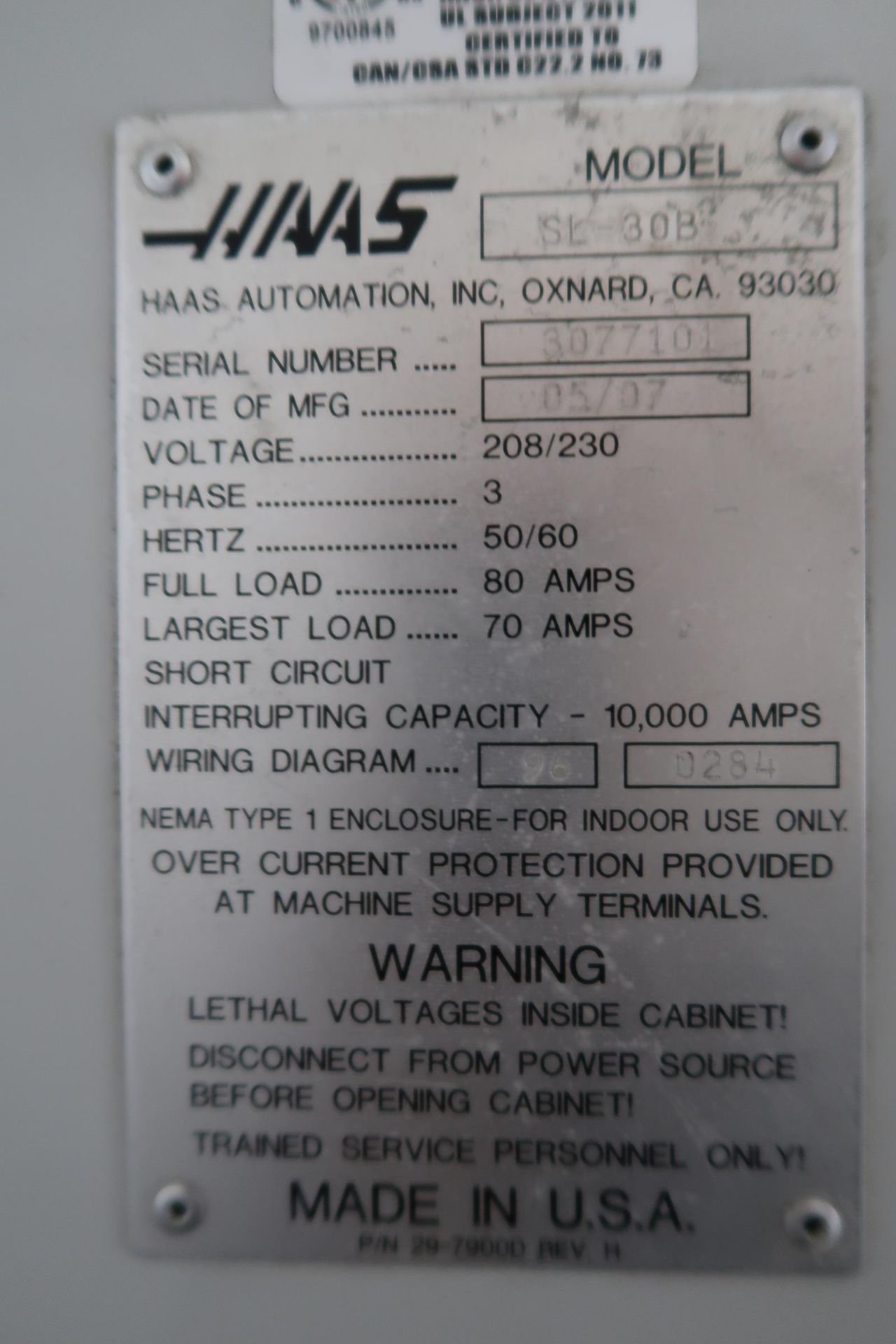 2007 Haas SL-30B CNC Turning Center s/n3077101, Tool Presetter (NEEDS PROBE), SOLD AS IS - Image 11 of 11