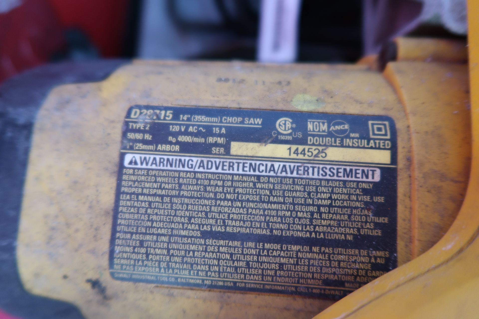 DeWalt and Makita 14" Abrasive Cutoff Saws (2) (SOLD AS-IS - NO WARRANTY) - Image 4 of 4