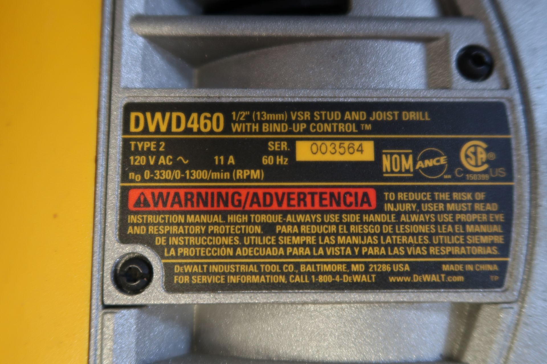 DeWalt DWD460 90 Degree Stud and Joist Drill (SOLD AS-IS - NO WARRANTY) - Image 4 of 4