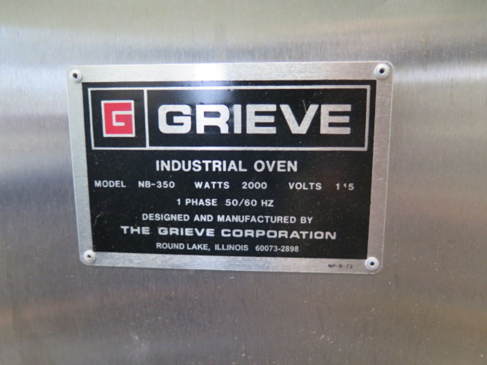 Grieve NB-350 2000 Watt Electric Industrial Oven s/n 450652 (SOLD AS-IS - NO WARRANTY) - Image 2 of 6