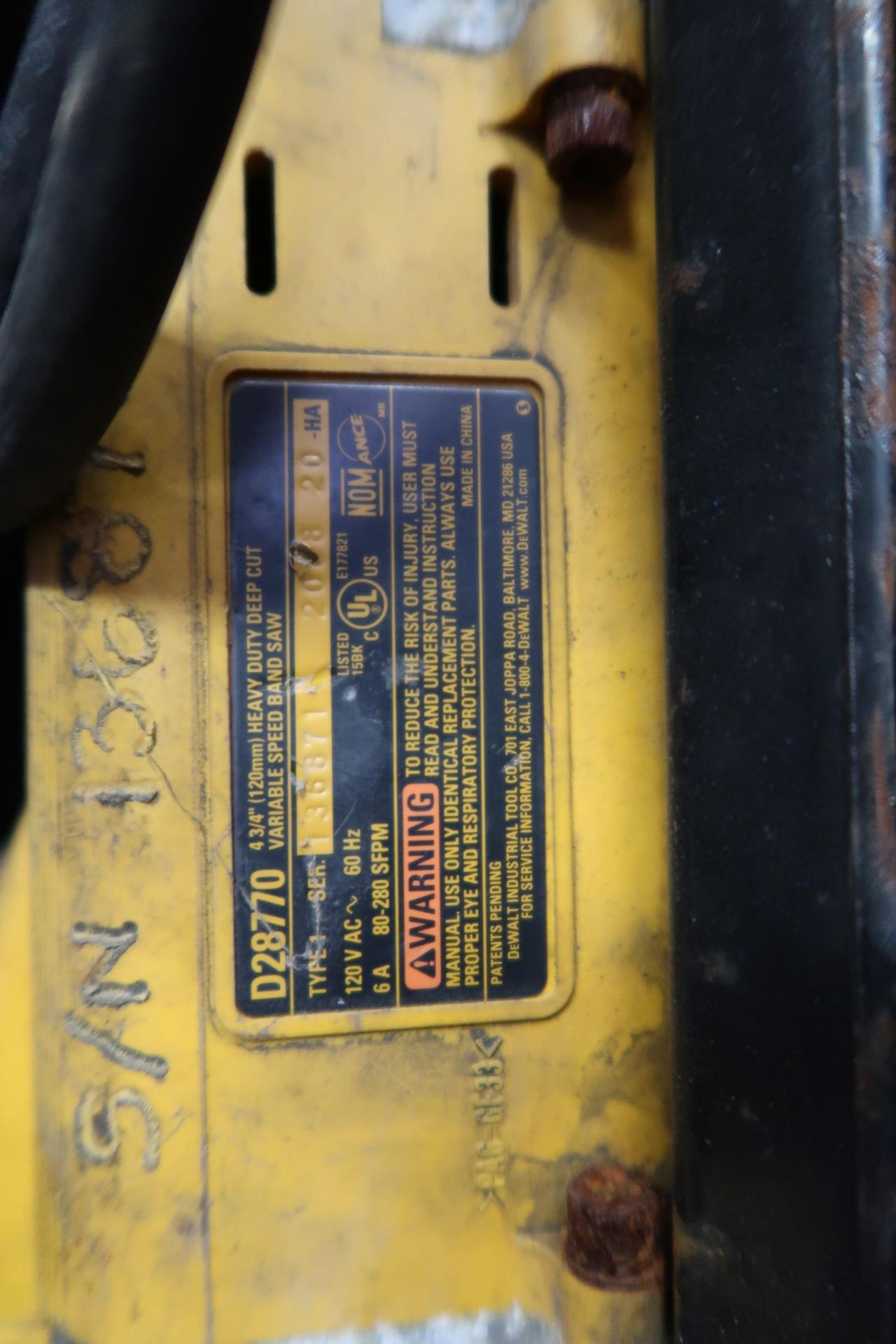 DeWalt Deep Cut Portable Band Saws (2) (NEMA Twist Lock Plug) (SOLD AS-IS - NO WARRANTY) - Image 6 of 6