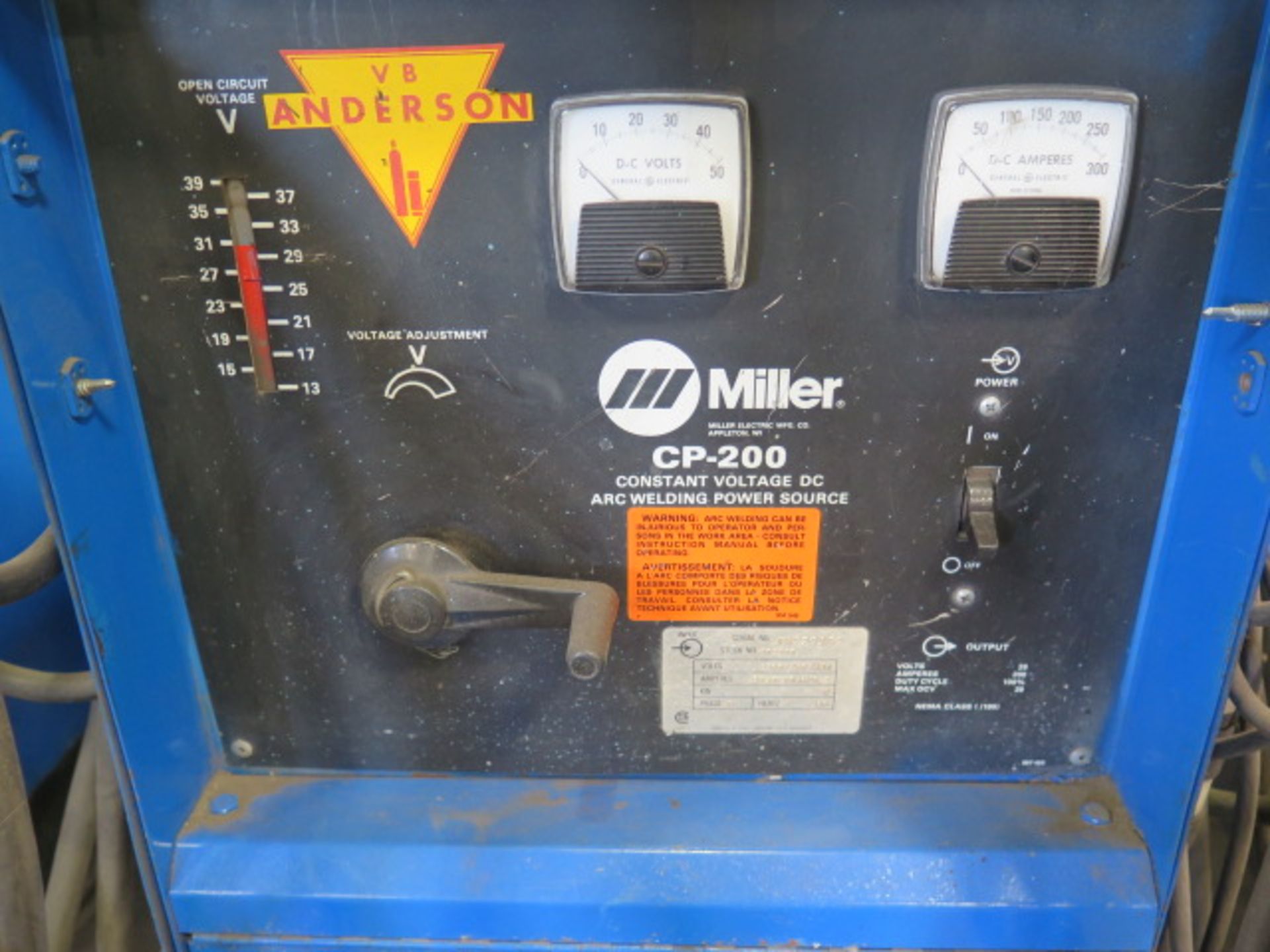 Miller CP-200 CV-DC Arc Welding Power Source s/n JH229352 w/ Miller S-52E Wire Feeder SOLD AS-IS - Image 3 of 8