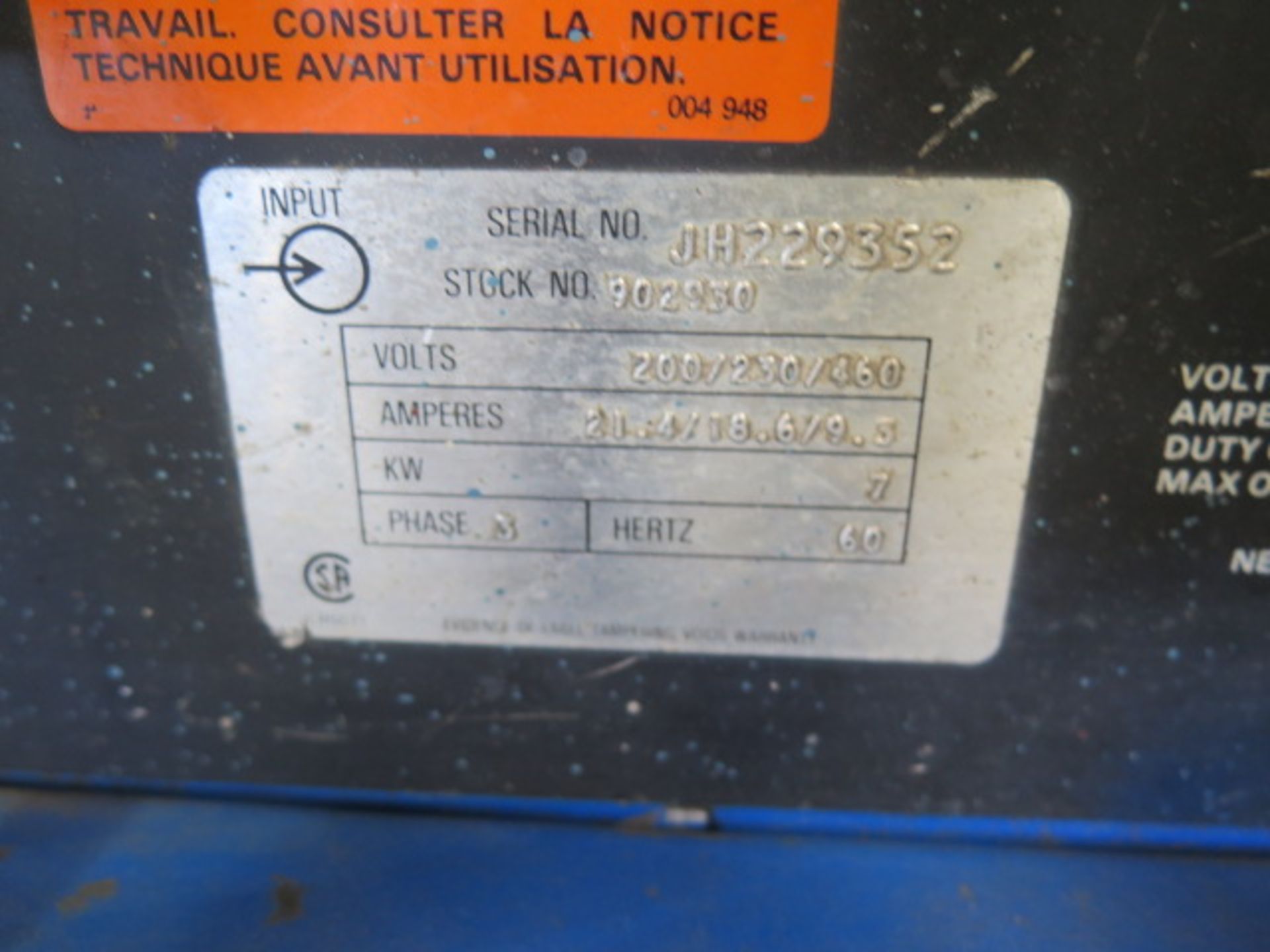 Miller CP-200 CV-DC Arc Welding Power Source s/n JH229352 w/ Miller S-52E Wire Feeder SOLD AS-IS - Image 8 of 8