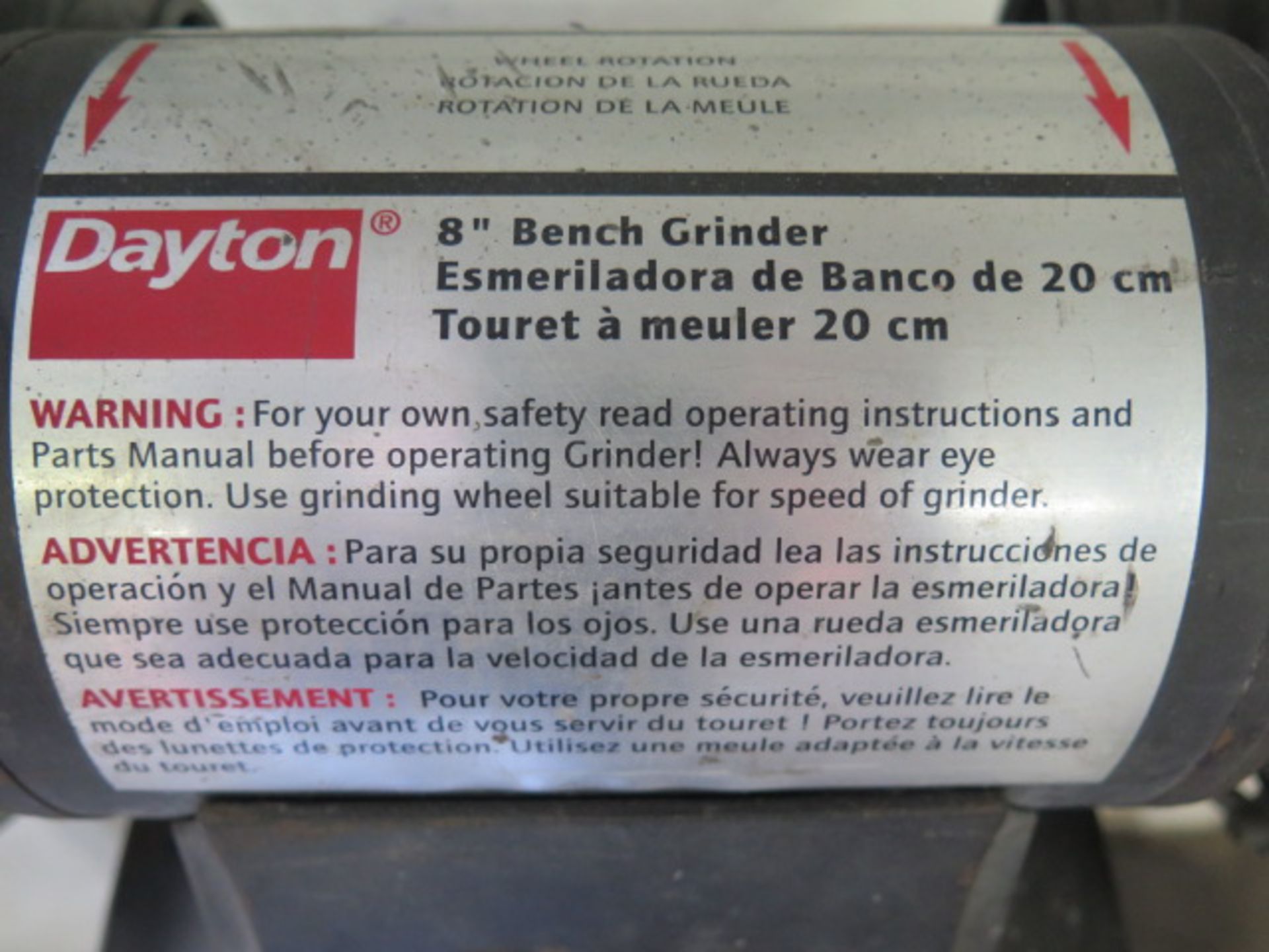 Dayton 8” Pedestal Grinder (SOLD AS-IS - NO WARRANTY) - Image 5 of 5