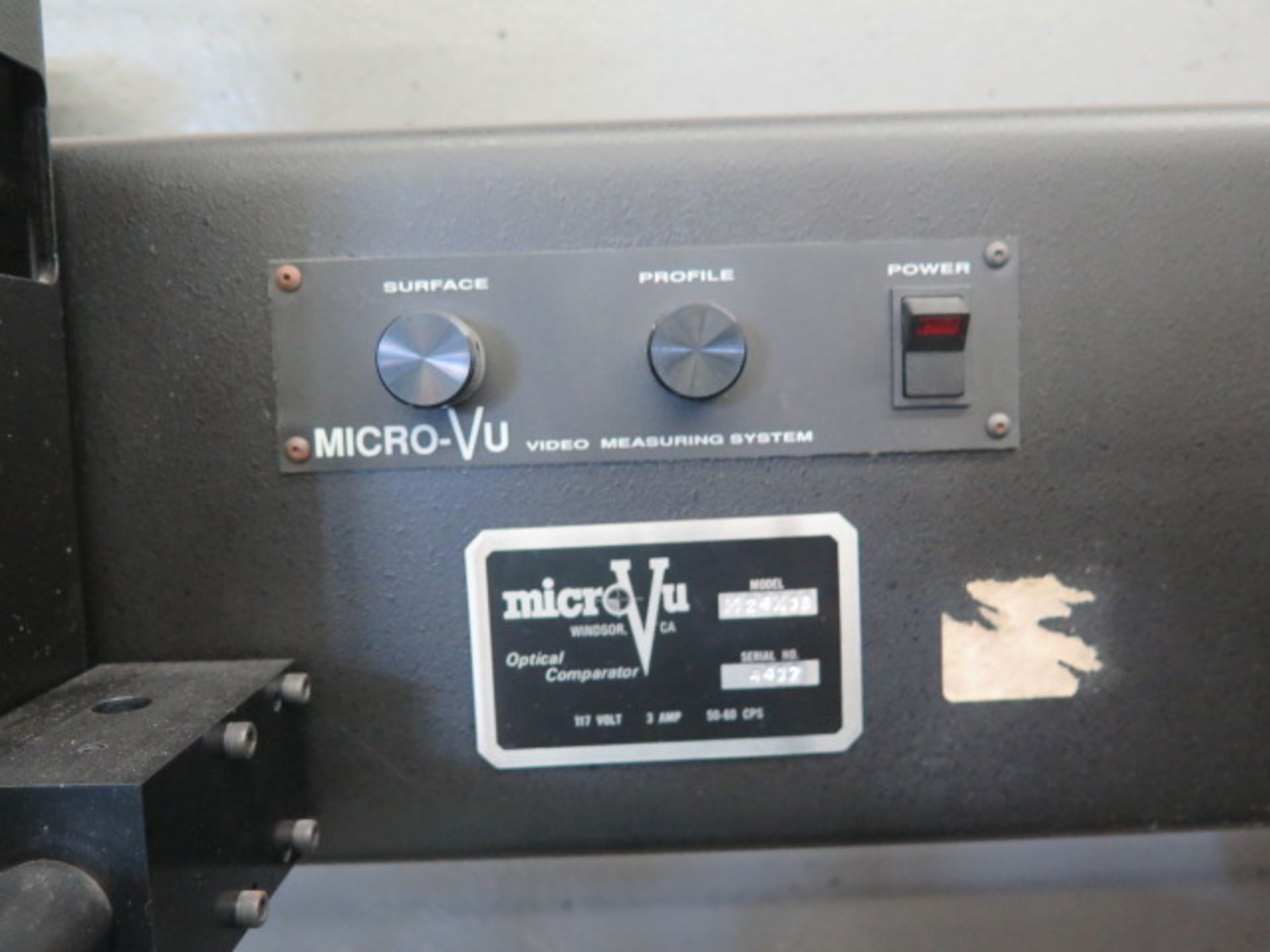 MicroVu M24X18 Video Optical Comparator s/n 4417 w/ MicroVu 9050A Video Reticle, Surfac, SOLD AS IS - Image 9 of 10