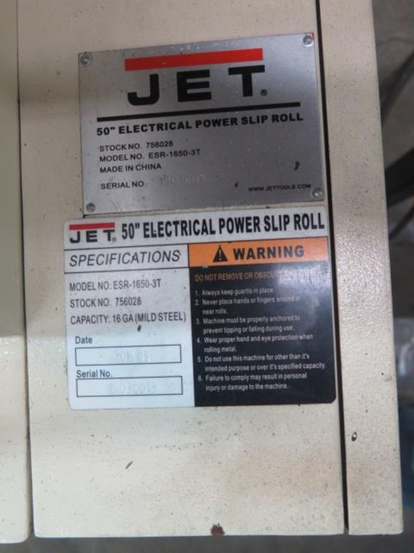 Jet ESR-1650-3T 51” Power Roll s/n 15030013 w/ 3” Rolls (SOLD AS-IS - NO WARRANTY) - Image 12 of 12