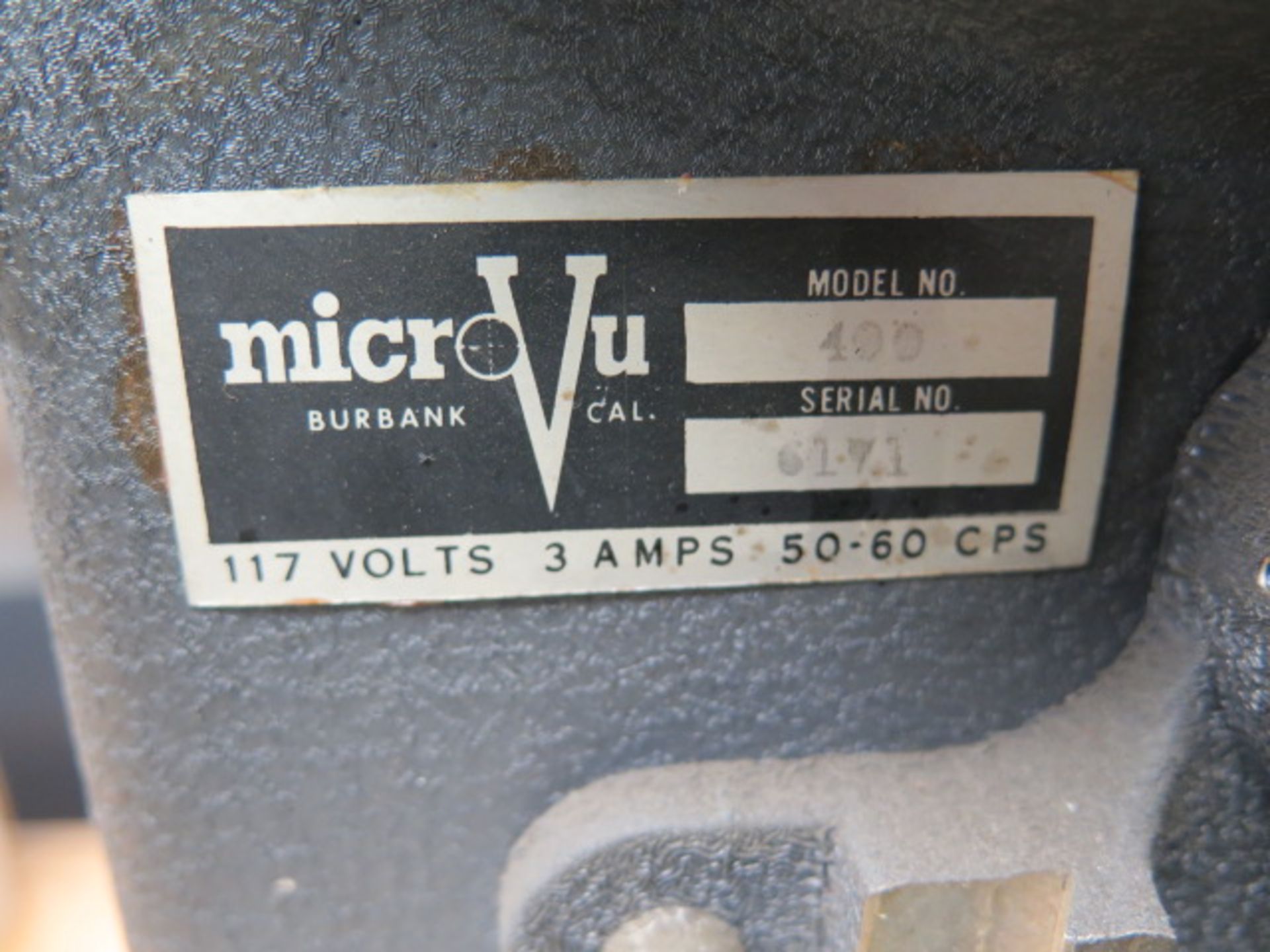 MicroVu mdl. 400 10” Table Model Optical Comparator s/n 6171 (SOLD AS-IS - NO WARRANTY) - Image 7 of 7