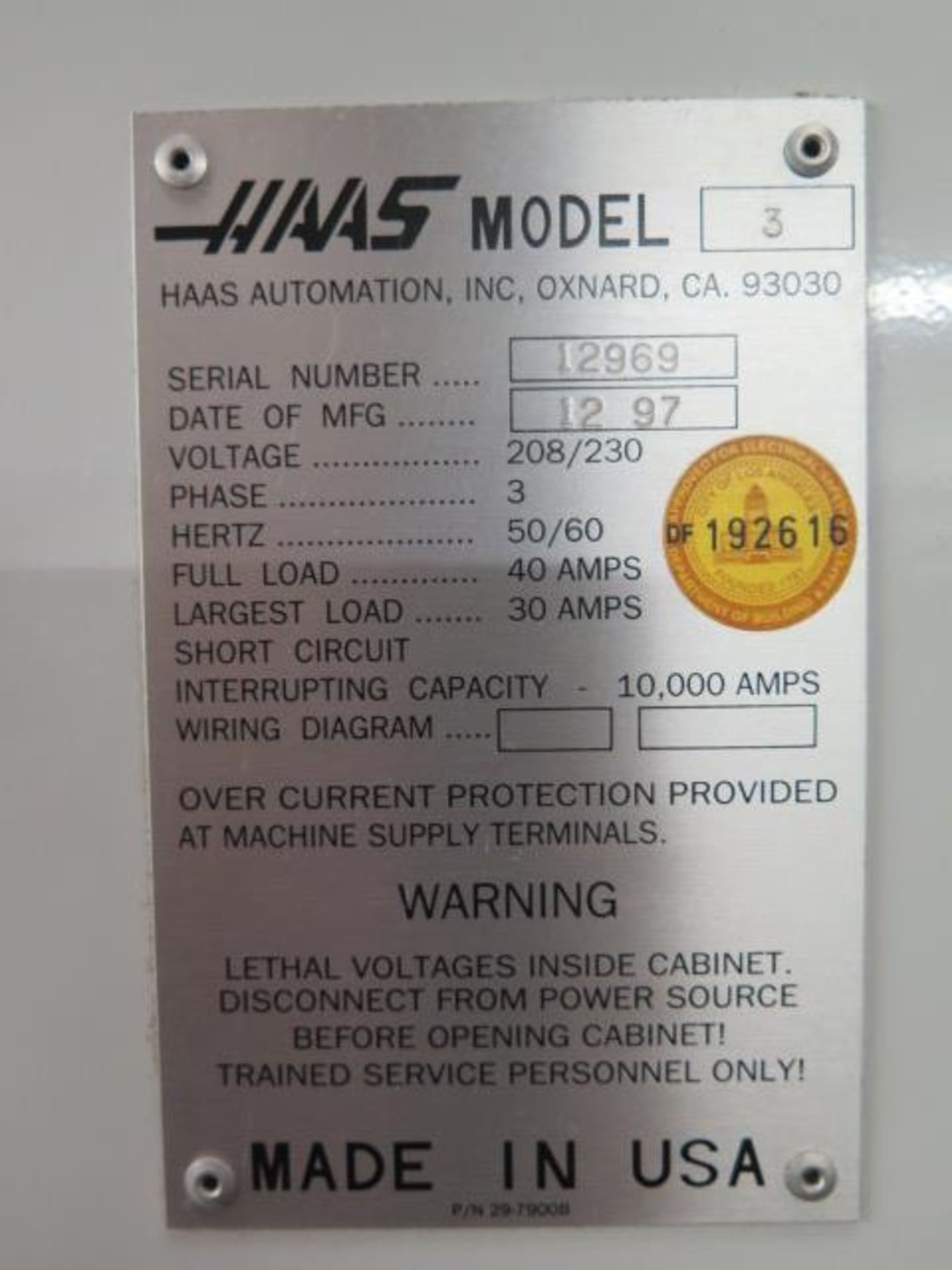 Dec-1997 Haas VF-3 4-Axis Ready CNC VMC s/n 12969 w/ Haas Controls, 20 ATC SOLD AS IS - Image 16 of 16