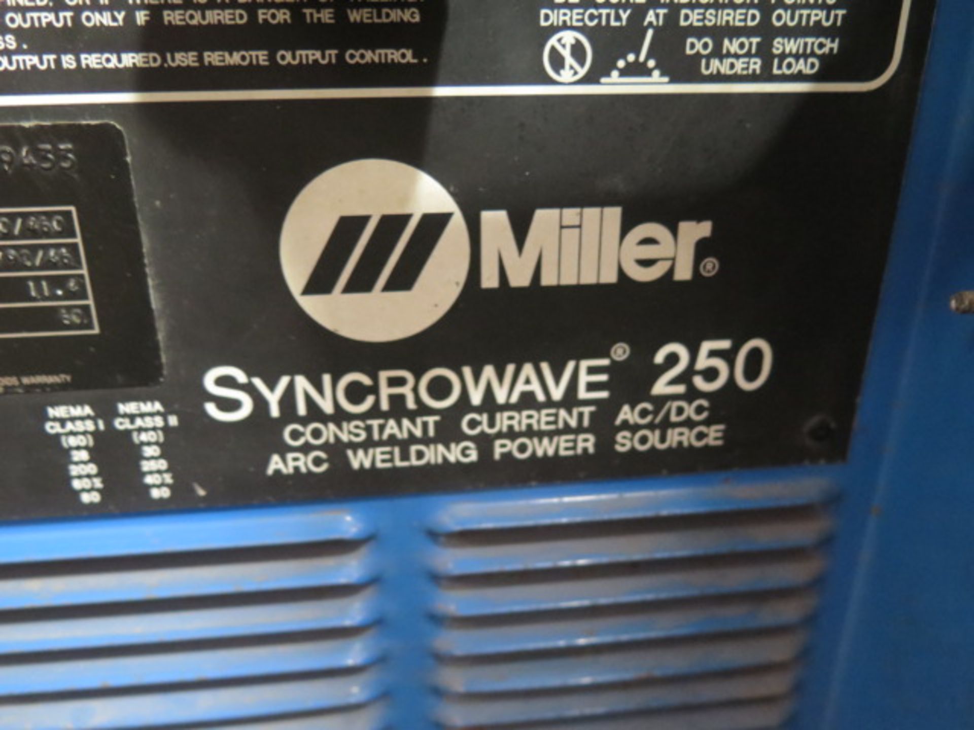 Miller Syncrowave 250 CC-AC/DC Arc Welding Power Source s/n KC199433 w/ Bernard Cooler (SOLD AS-IS - - Image 7 of 7