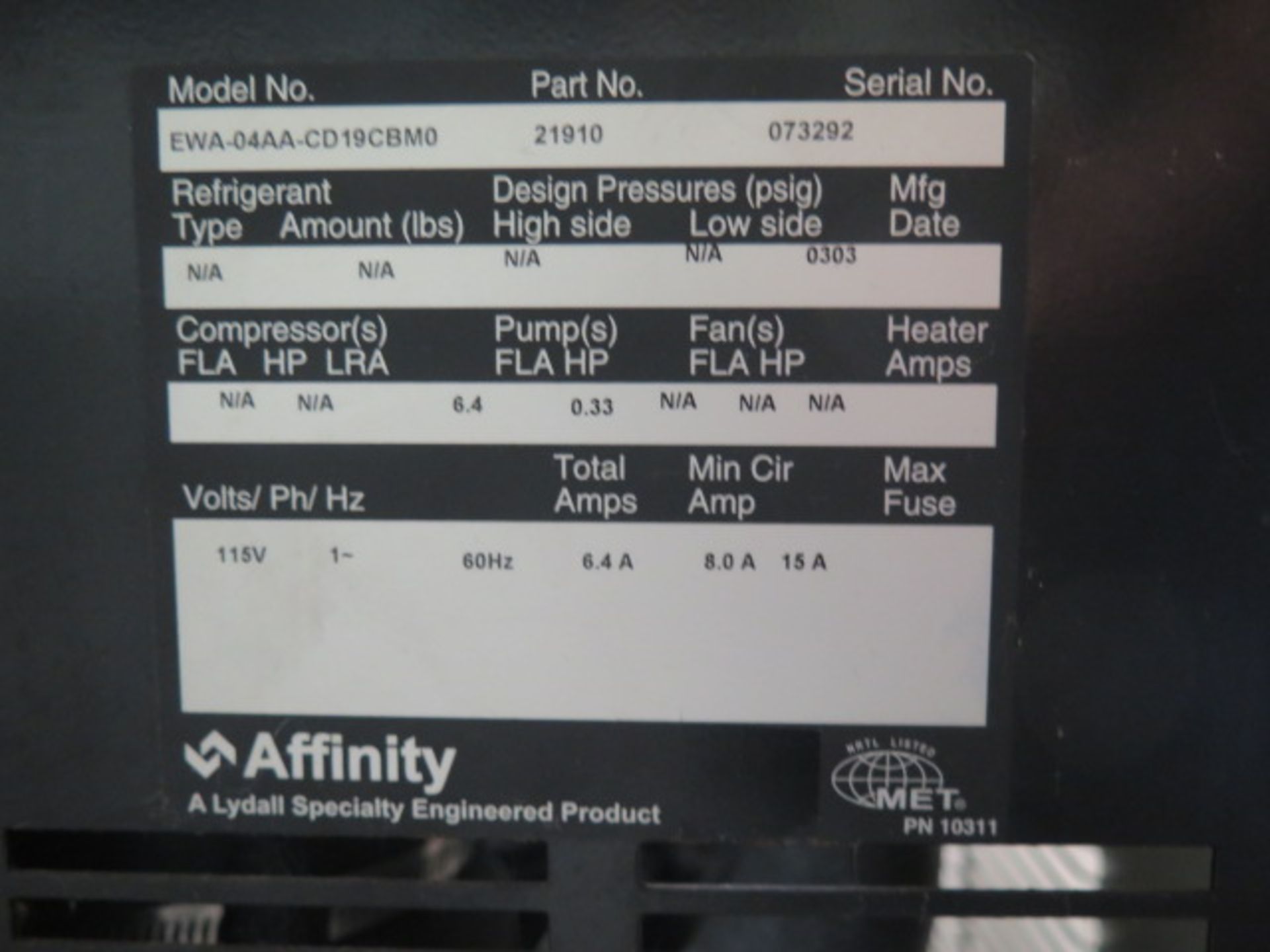 Affinity EWA-04AA-CD19CBM0 Water Cooled Heat Exchanger (SOLD AS-IS - NO WARRANTY) - Image 7 of 7