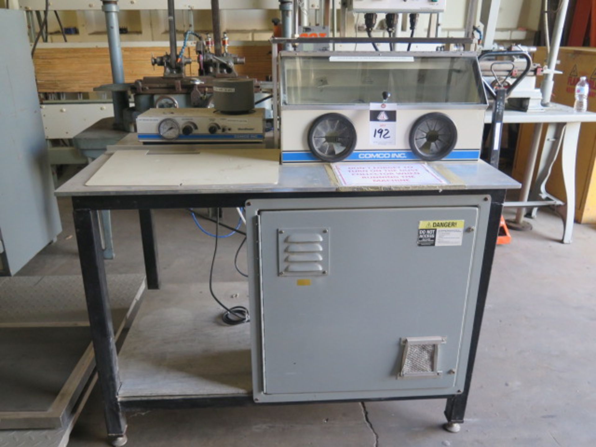 Comco “Micro Blaster” Automatic Blast Cabinet w/ Controls, 4” Rotary Table, (2) Heads SOLD AS IS