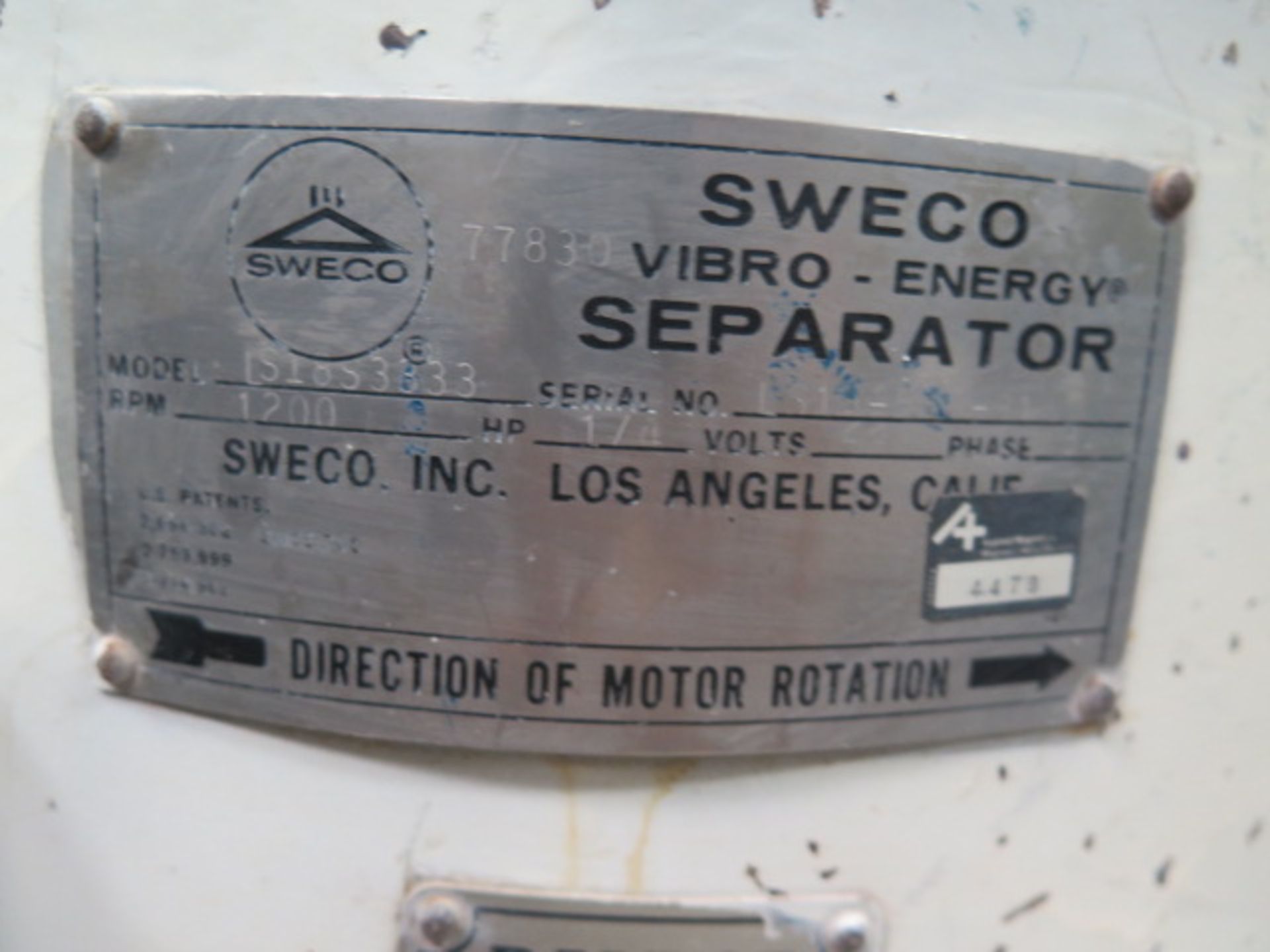 Sweco LS18S3333 “Vibro-Energy Separator” s/n LS18-580-81 w/ Stainless Steel Sieves (SOLD AS-IS - - Image 7 of 7