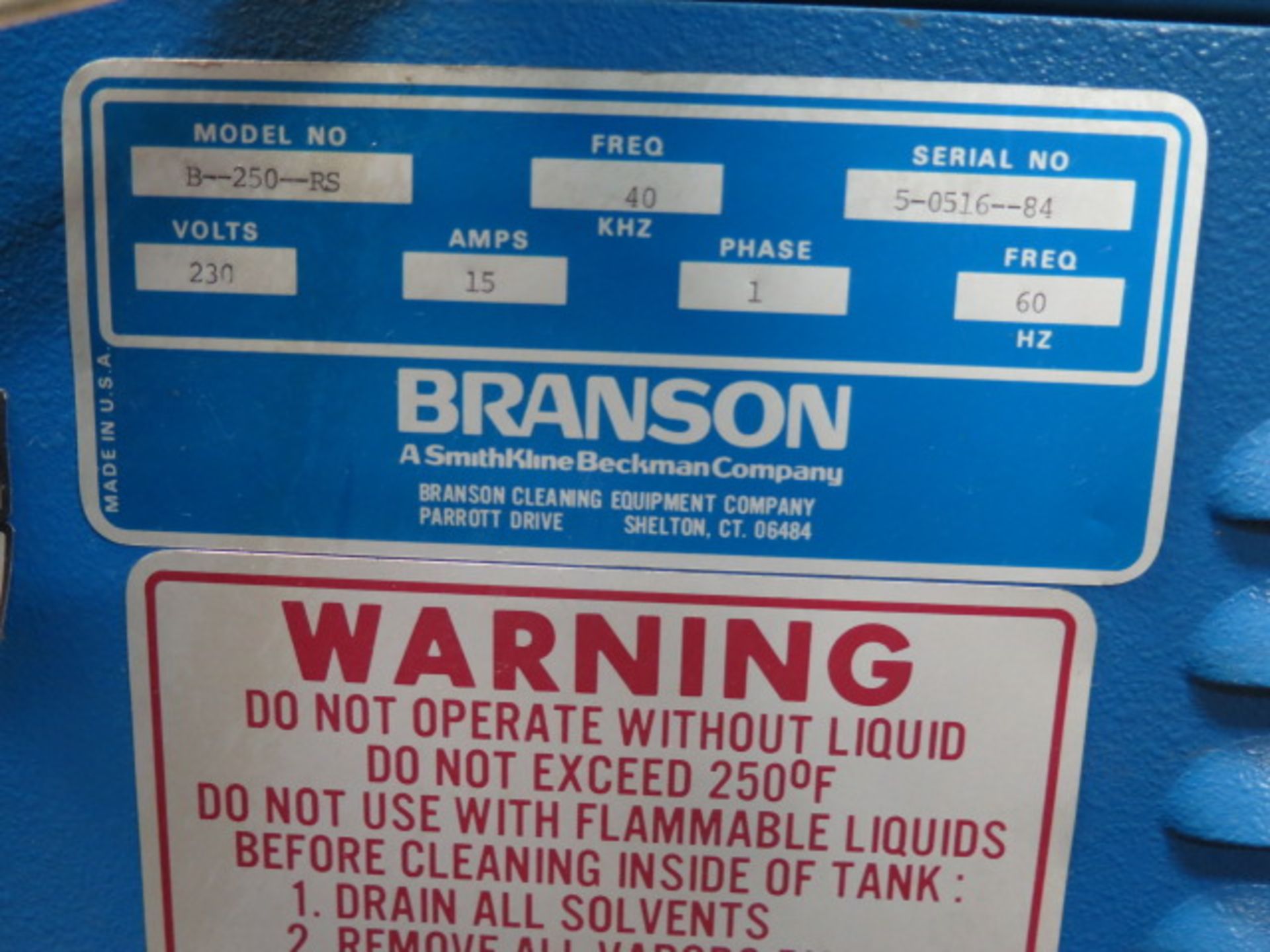 Branson B-250-RS Ultrasonic Cleaning System s/n 5-0516-84 (SOLD AS-IS - NO WARRANTY) - Image 6 of 6