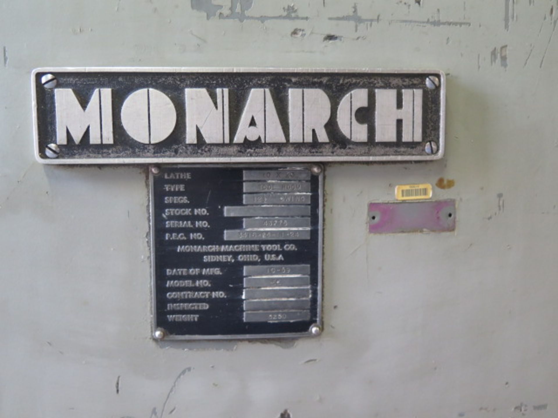 Monarch mdl. EE 10” x 20” Tool Room Lathe s/n 43775 w/ 5000 Adj RPM, Inch Threading, SOLD AS IS - Image 12 of 13