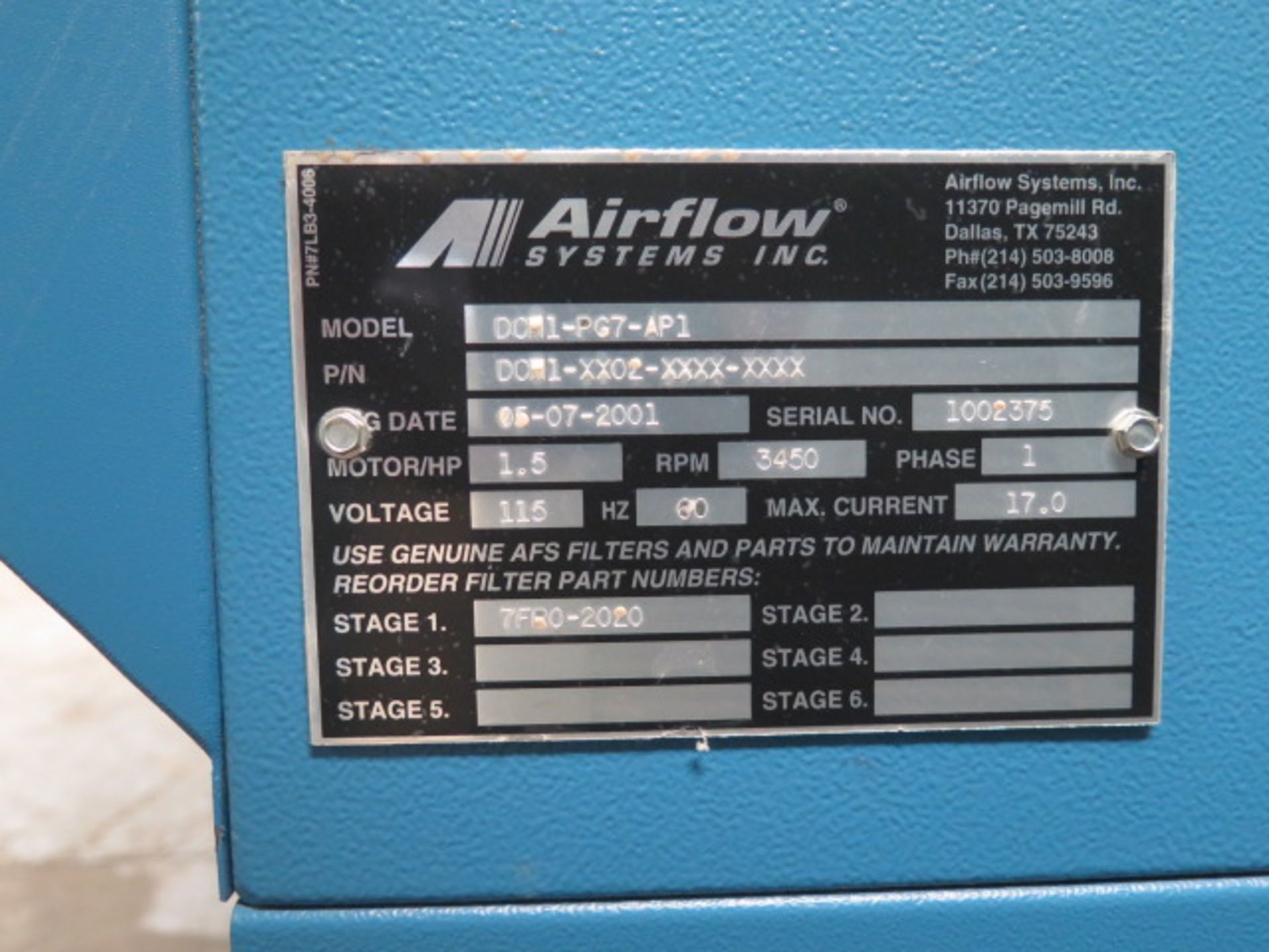 Airflow mdl. DC-1-PG7-AO1 Dust Collector (SOLD AS-IS - NO WARRANTY) - Image 5 of 5