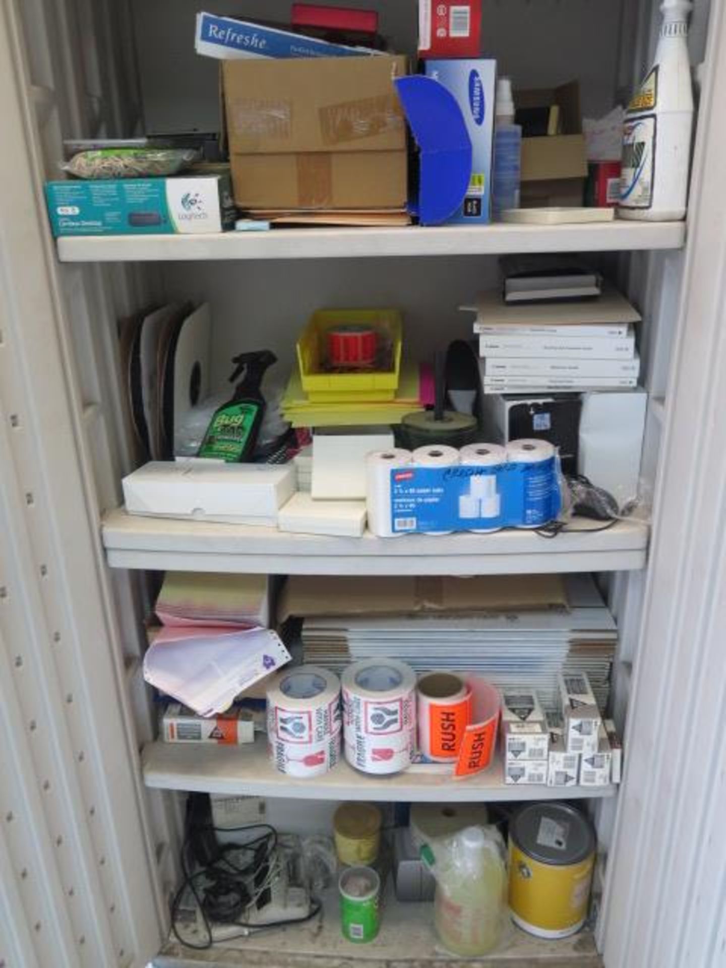 Plastic Storage Cabinets w/ Office Supplies (SOLD AS-IS - NO WARRANTY) - Image 2 of 7