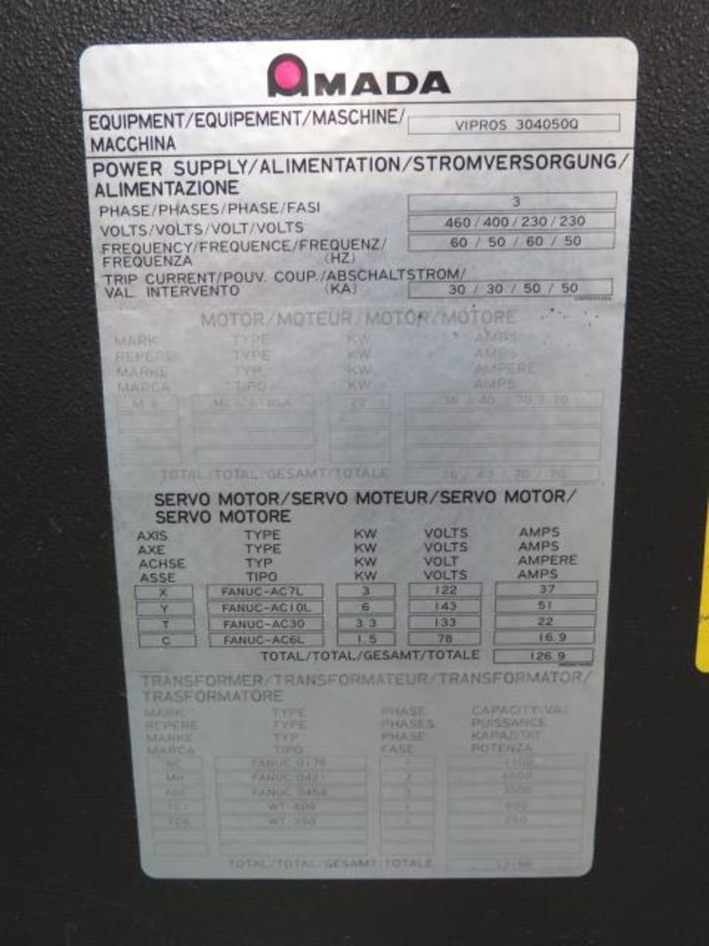 Amada VIPROS 345 30 Ton 59-Station CNC Turret Punch, s/n AVP45002 w/ O4P-C Controls. SOLD AS IS - Image 18 of 25