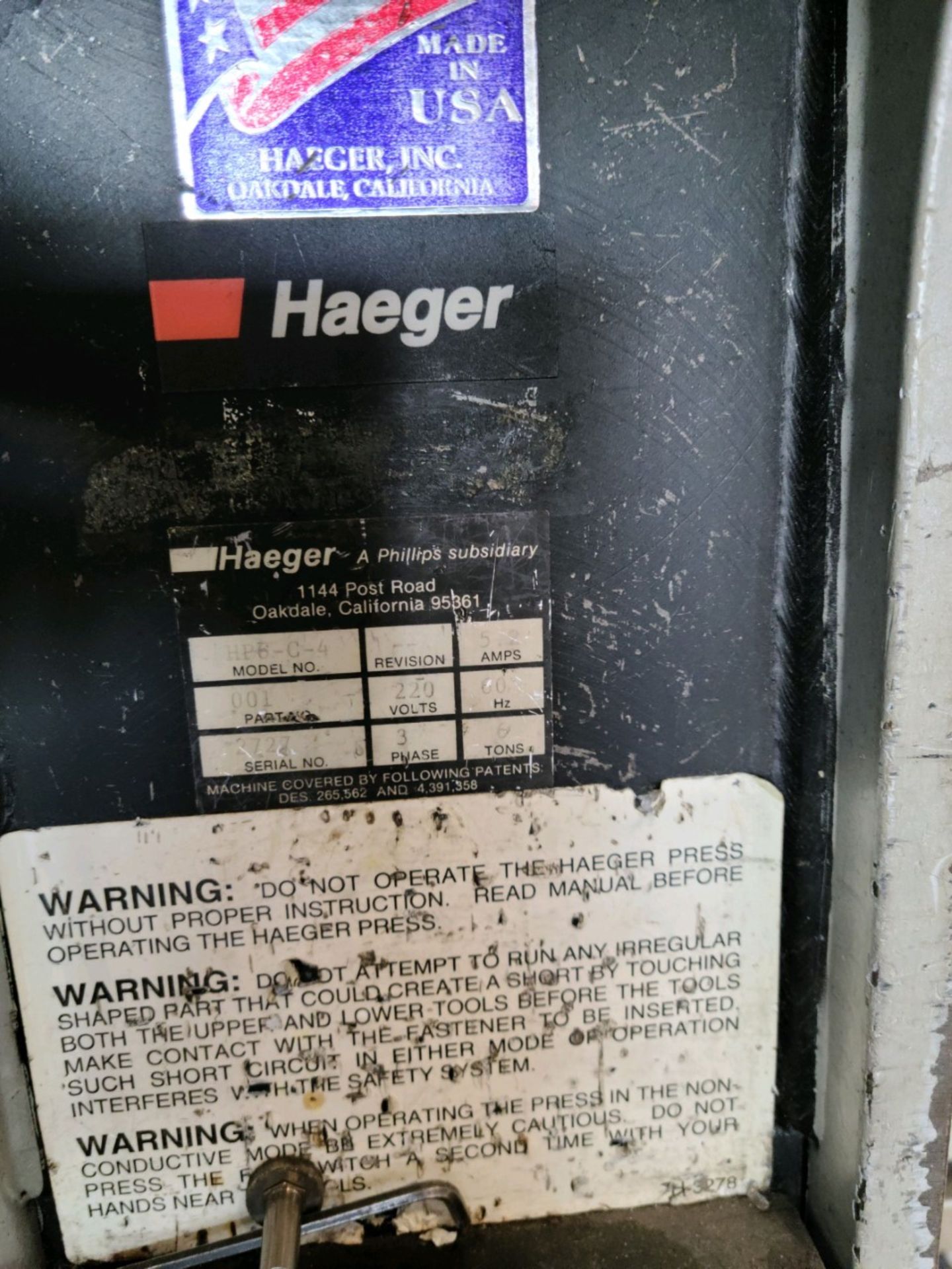 Haeger HP-6-C-4 Hardware Insertion Press s/n 2727 (SOLD AS-IS - NO WARRANTY) - Image 3 of 3